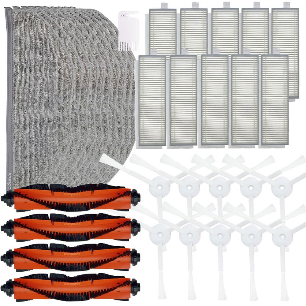 Xiaomi Uyumlu Mijia G1 MJSTG1 Robot Süpürge 4 Rulo 10 Yan Fırça 10 Filtre 10 Paspas Bezi 1 Tarak