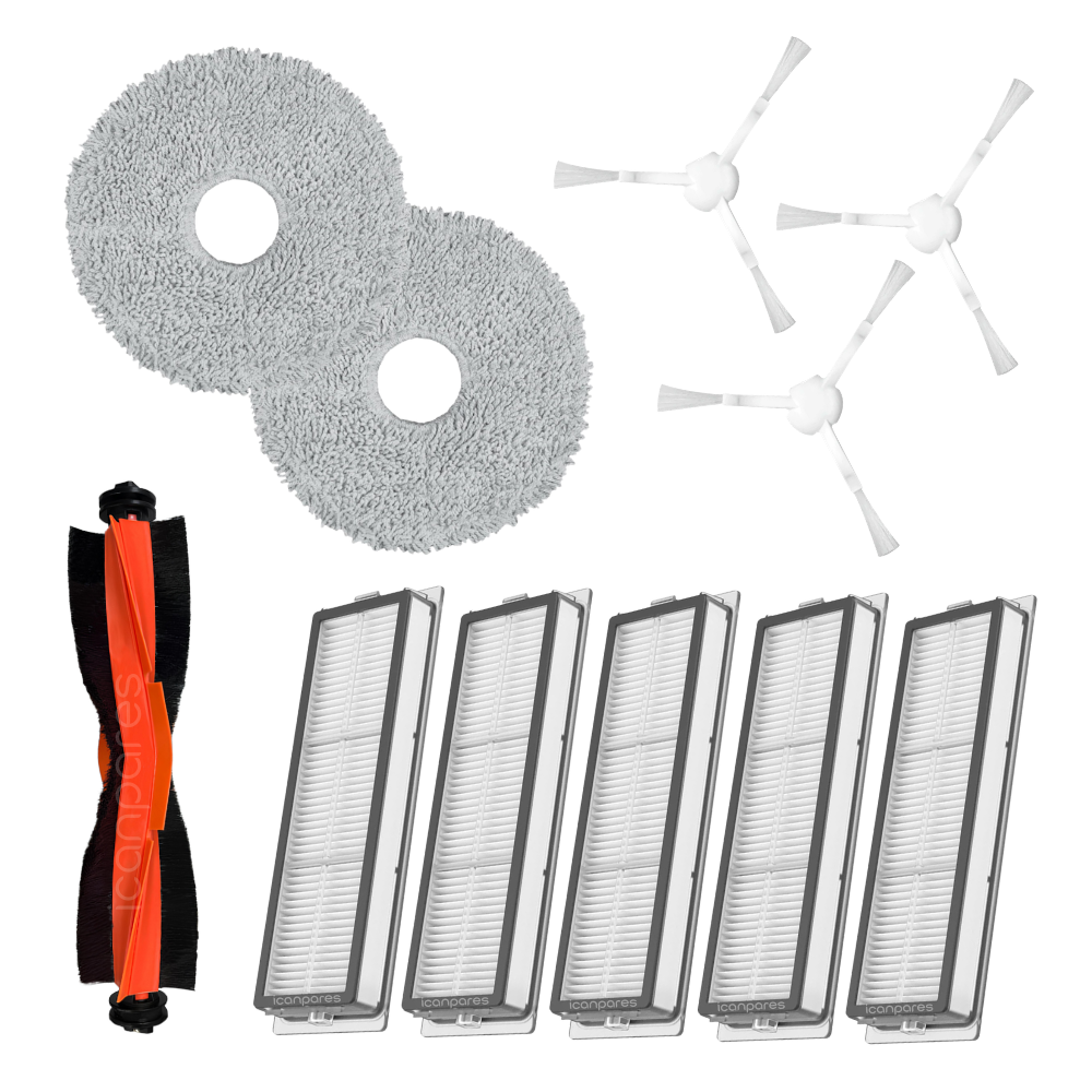 Xiaomi Uyumlu X20+ Robot Süpürge Ana Fırça, Hepa Filtre X5, Yan Fırça X3, Mop Bezi X2