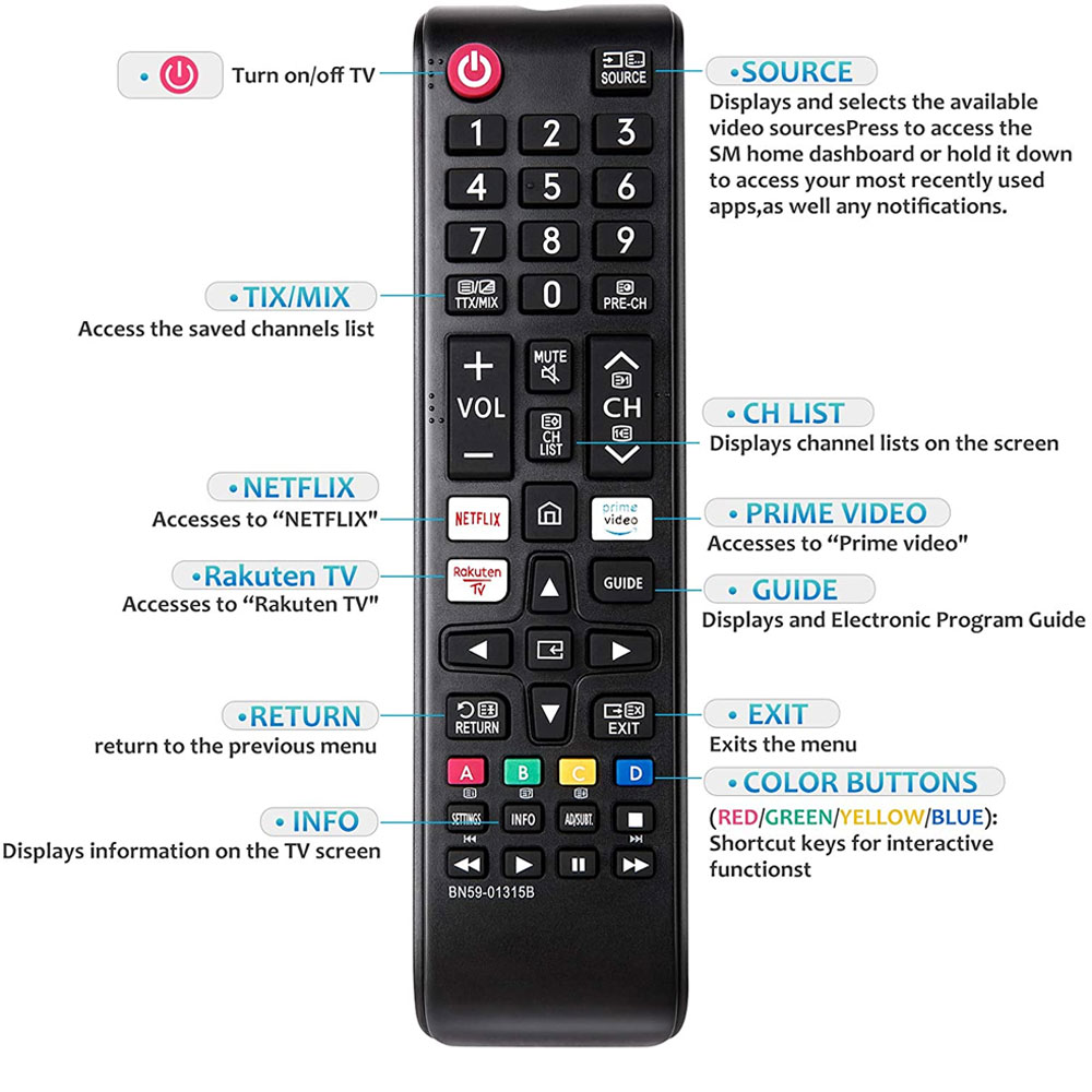 Samsung BN59-01315D Netflix Prime Video Smart Led TV Kumandası