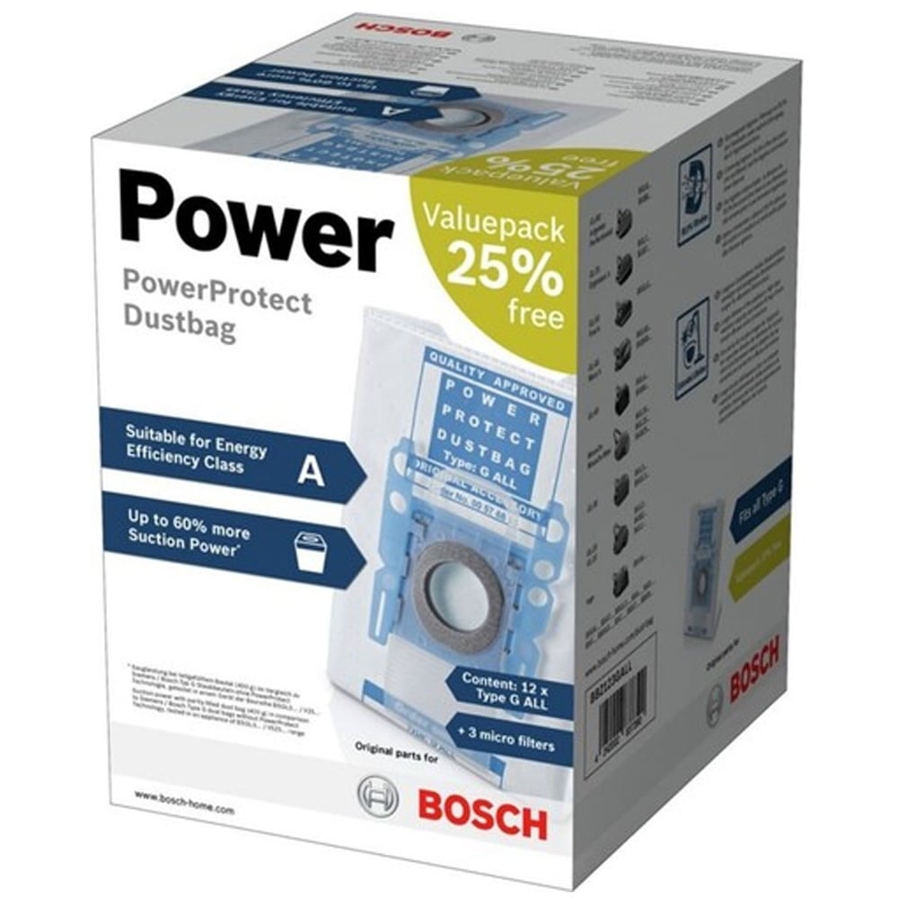 Bosch Uyumlu BSGL 30000 - 39999 GL 30 Elektrikli Süpürge Power Kutulu 12 Adet Toz Torbası