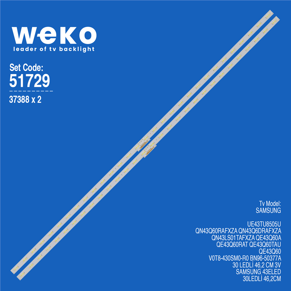 Samsung Uyumlu QE43Q60TAU TV LED Bar Seti (2 Adet)