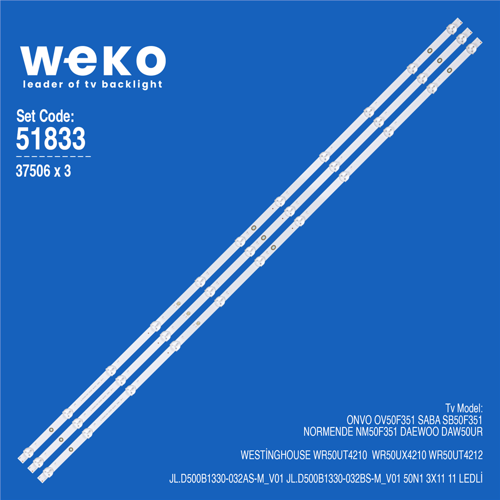 Westinghouse Uyumlu WR50UT4212 TV LED Bar Seti (3 Adet)