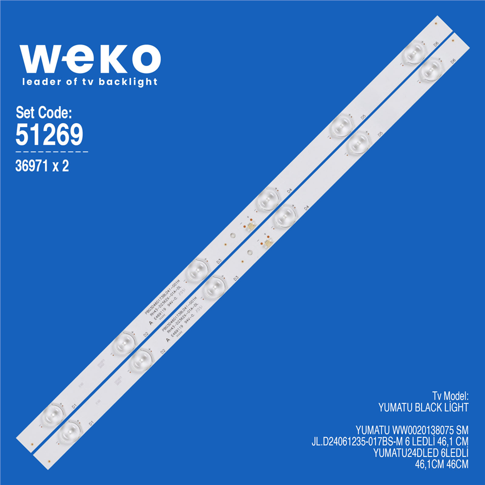 Yumatu Uyumlu WW0020138075 TV LED Bar Seti (2 Adet)