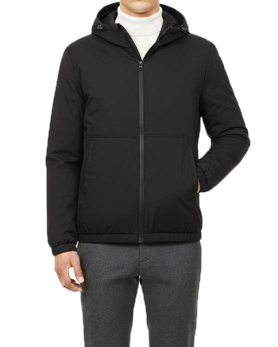 Mevsimlik astarsız kapüşonlu mont Siyah T7983