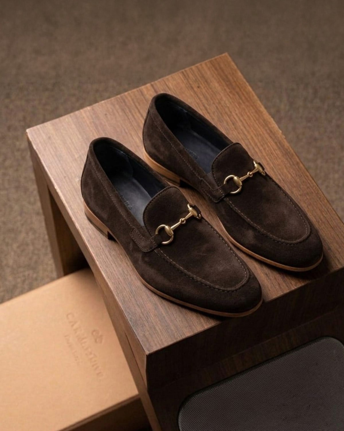 İtalyan stil iç dış naturel deri süet tokalı erkek ayakkabı kahverengi T15208-03