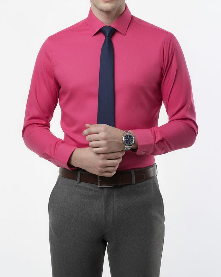 Drytech slim fit su itici leke tutmaz erkek gömlek kırmızı T14346