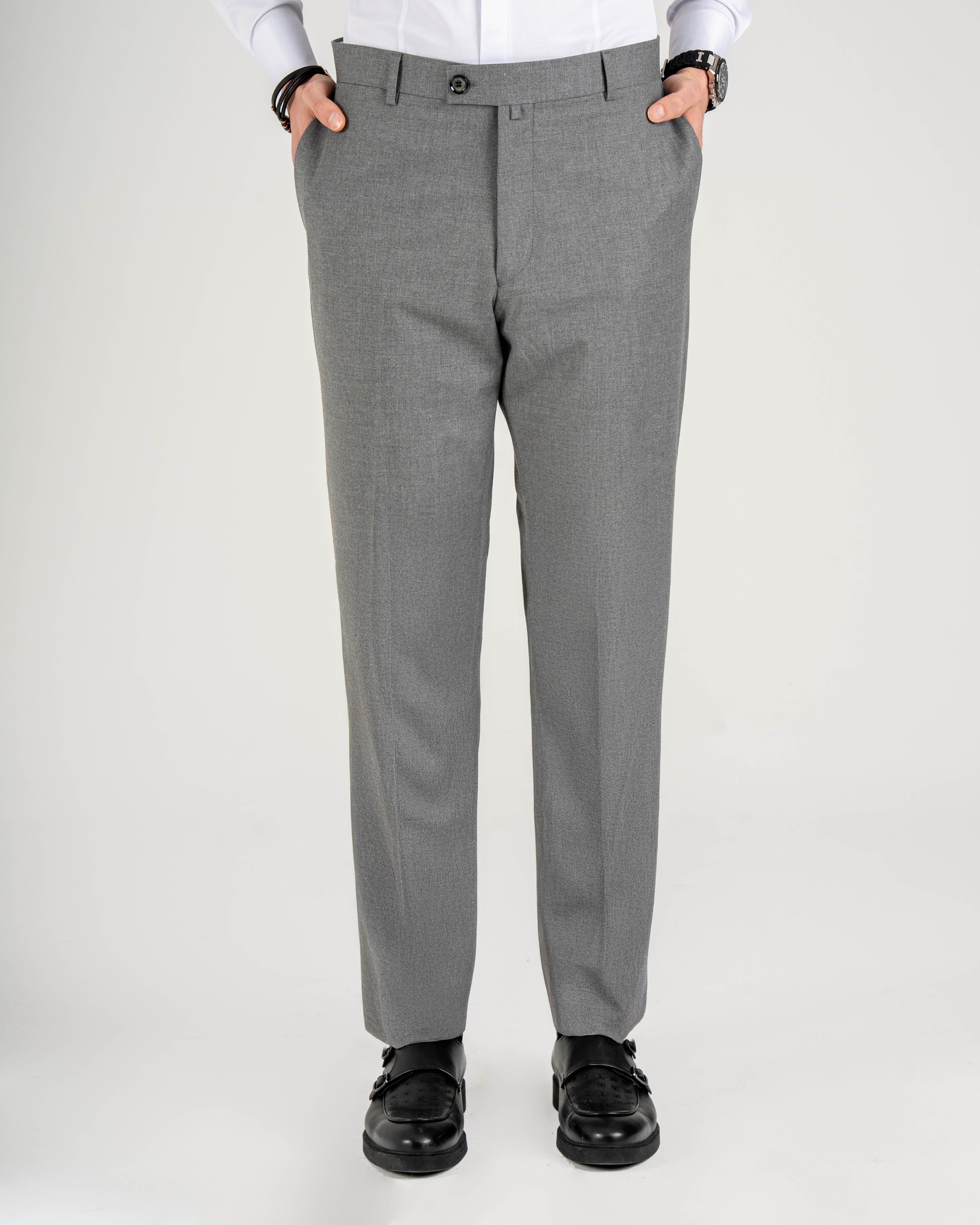 İtalyan stil slim fit erkek klasik kumaş pantolon antrasit T20092-08