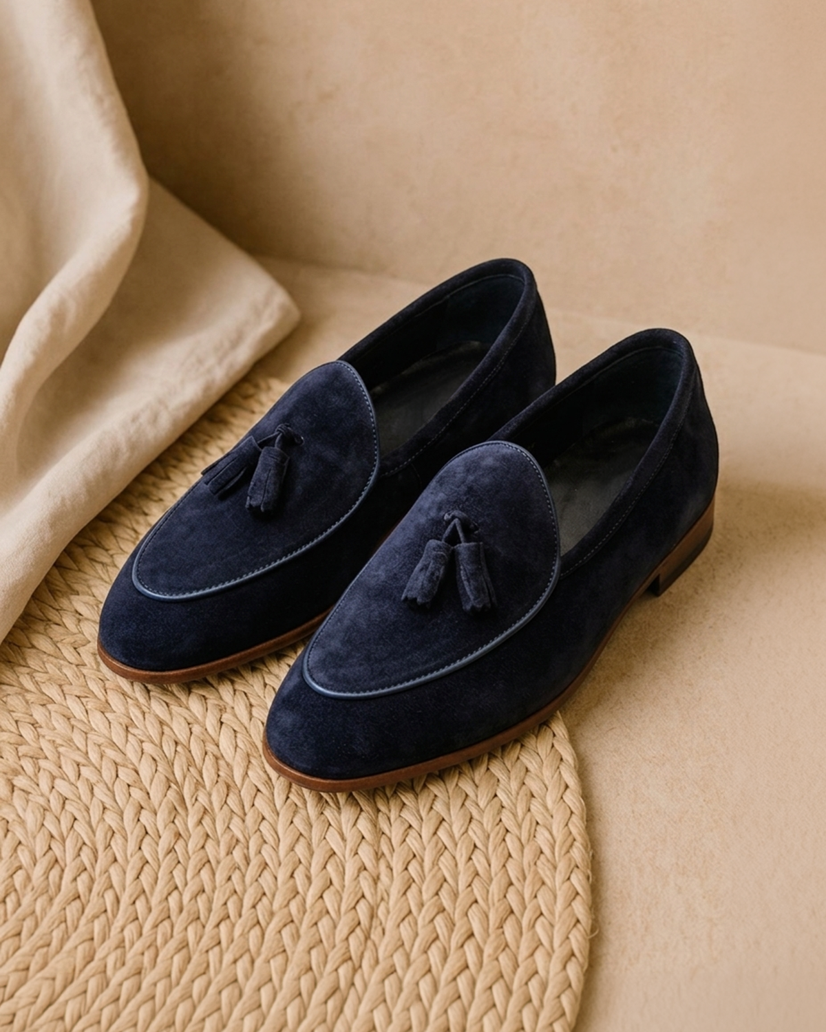 İtalyan stil iç dış naturel deri süet antik erkek ayakkabı lacivert T15209-02