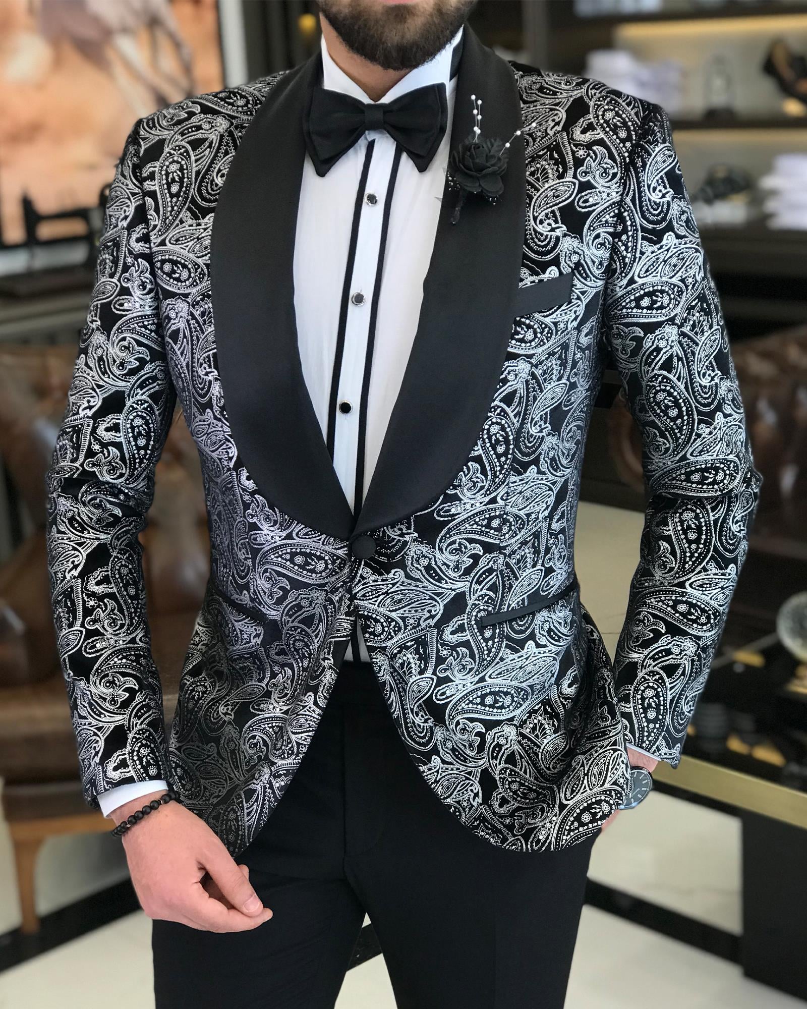 İtalyan kesim erkek ceket pantolon damatlık set Siyah T7491