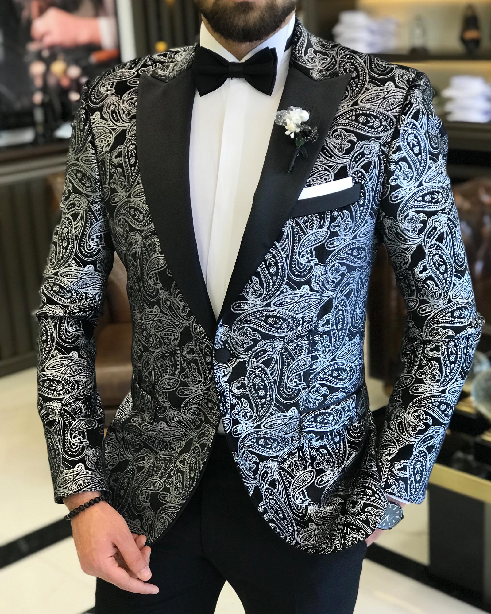 İtalyan kesim erkek ceket pantolon damatlık set Siyah T7506