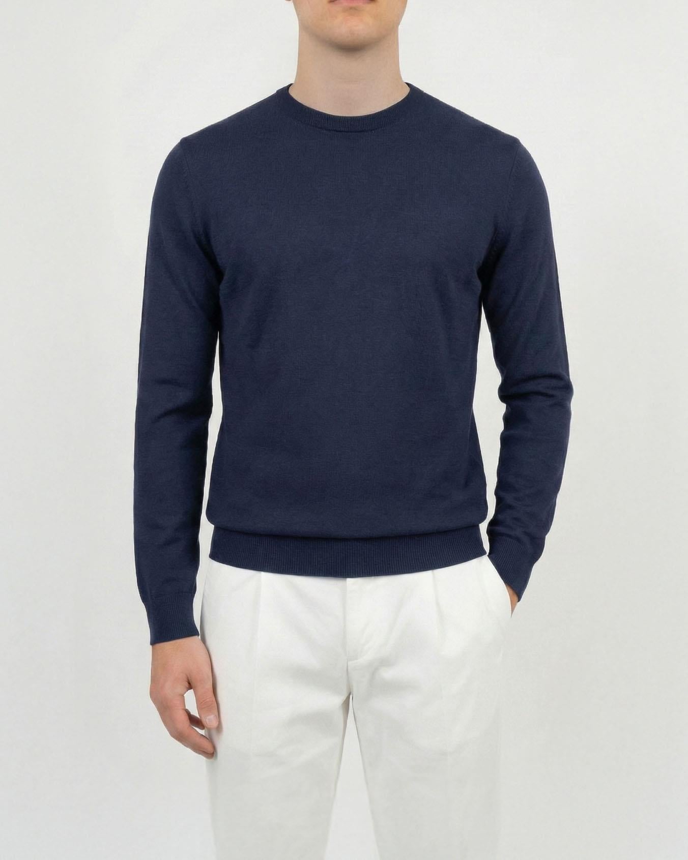 İtalyan stil slim fit bisiklet yaka erkek triko kazak lacivert T15081