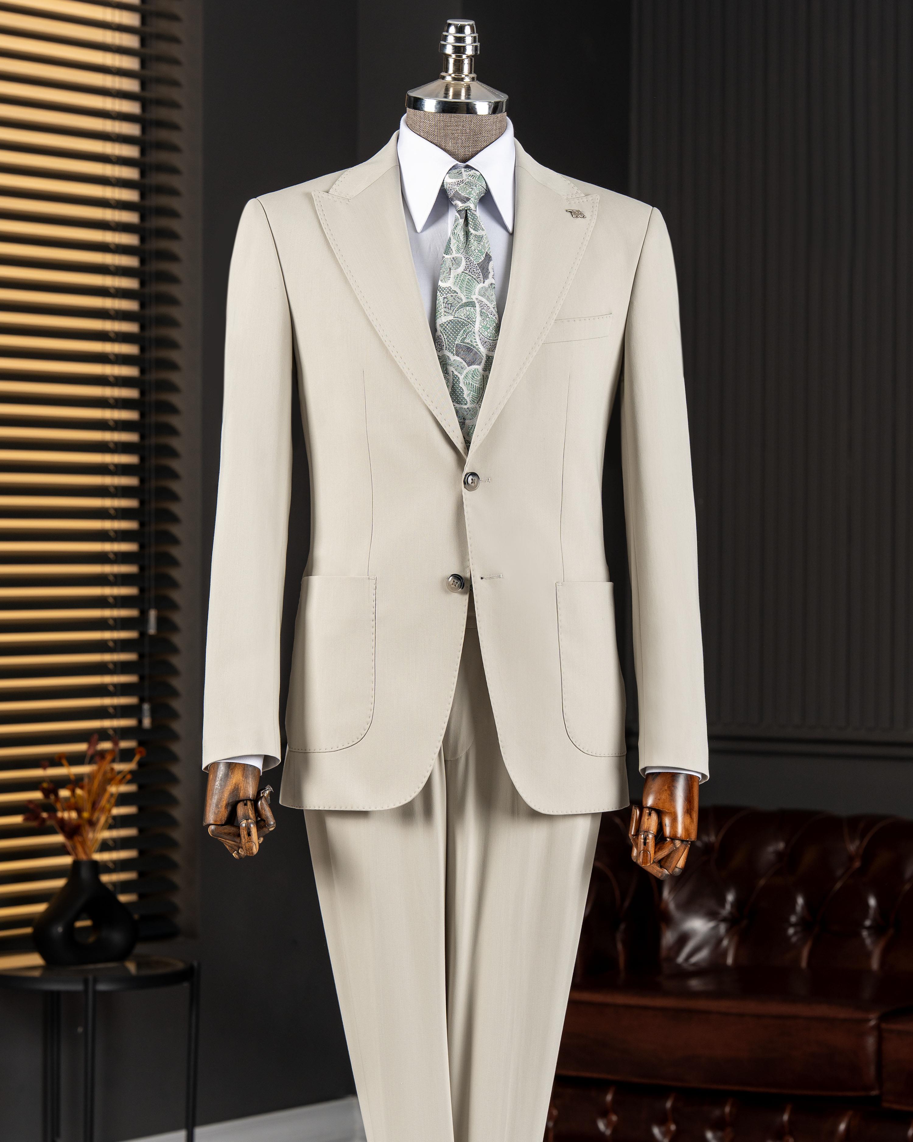İtalyan stil slim fit ceket pantolon takım elbise mint yeşili T14541