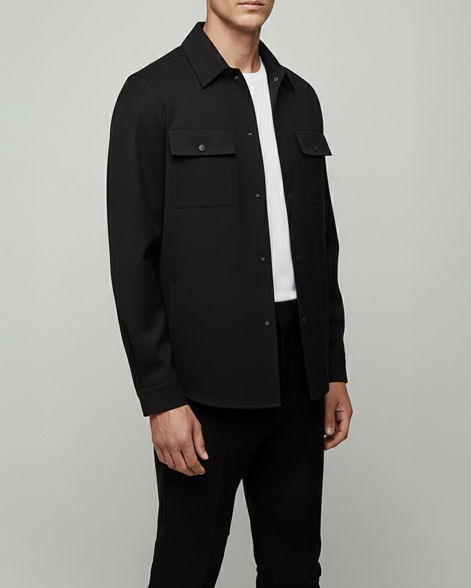 İtalyan stil slim fit erkek gömlek siyah T12922