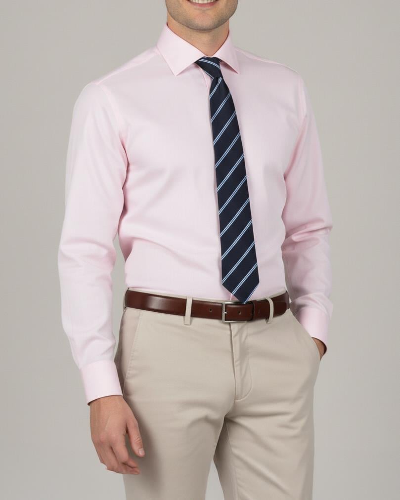 İtalyan stil slim fit erkek kravat yaka gömlek pembe T14247