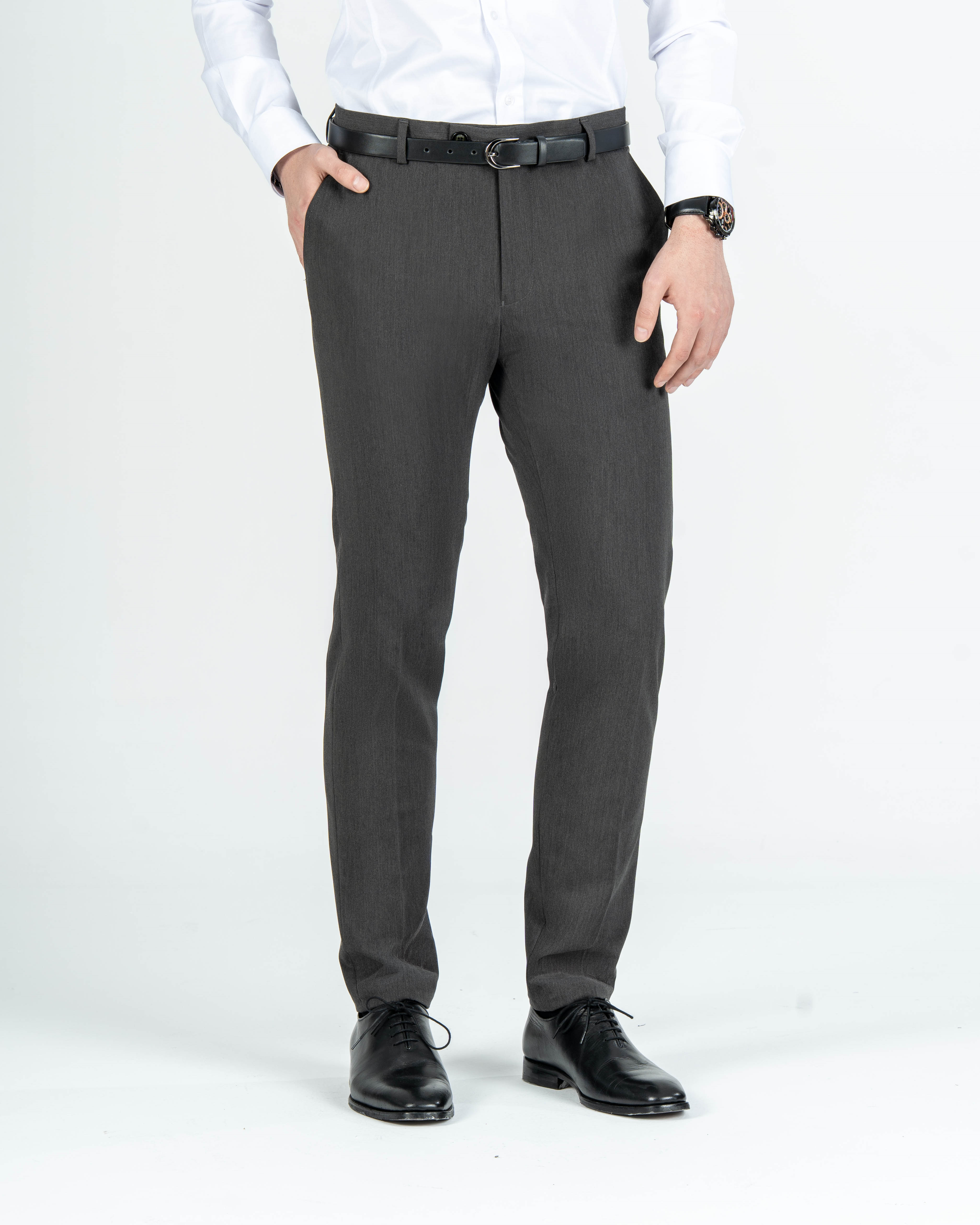 İtalyan stil slim fit erkek kumaş pantolon antrasit T14566