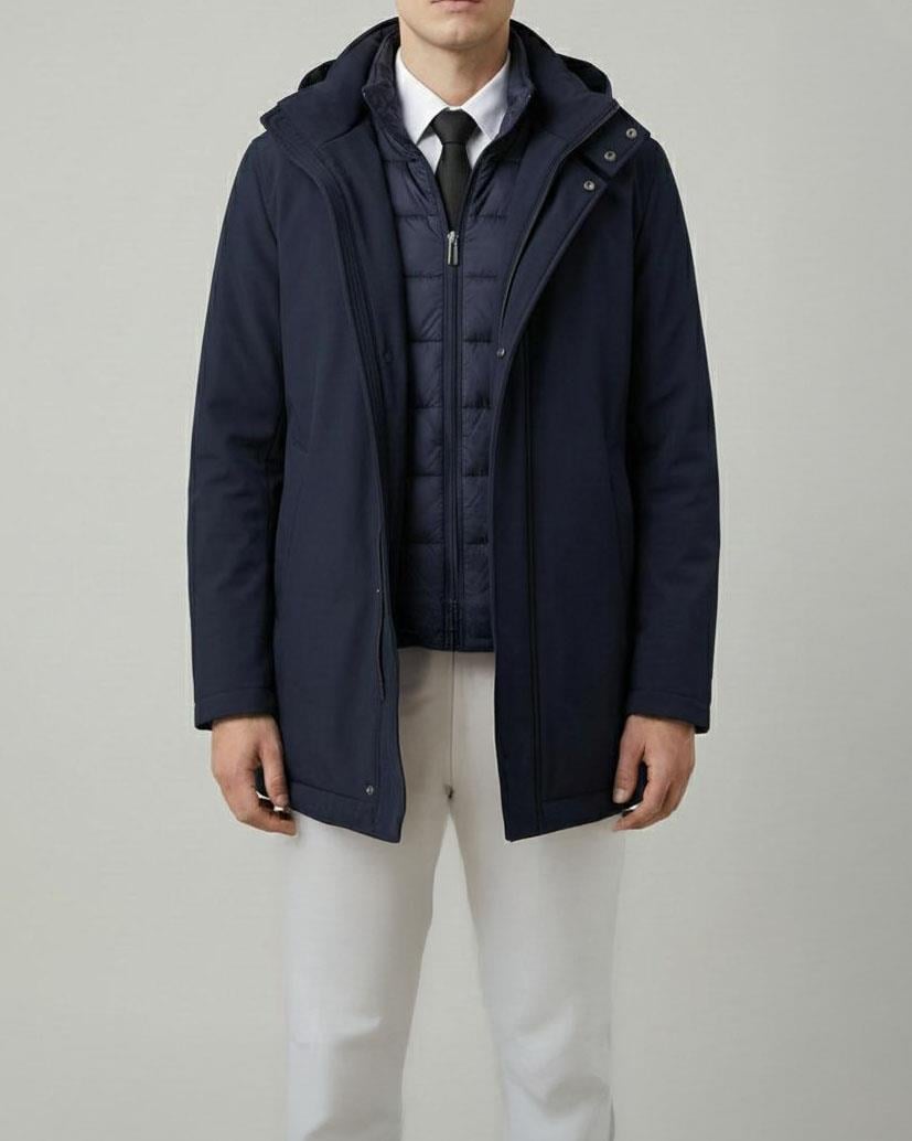 İtalyan stil slim fit erkek şişme mont lacivert T14783