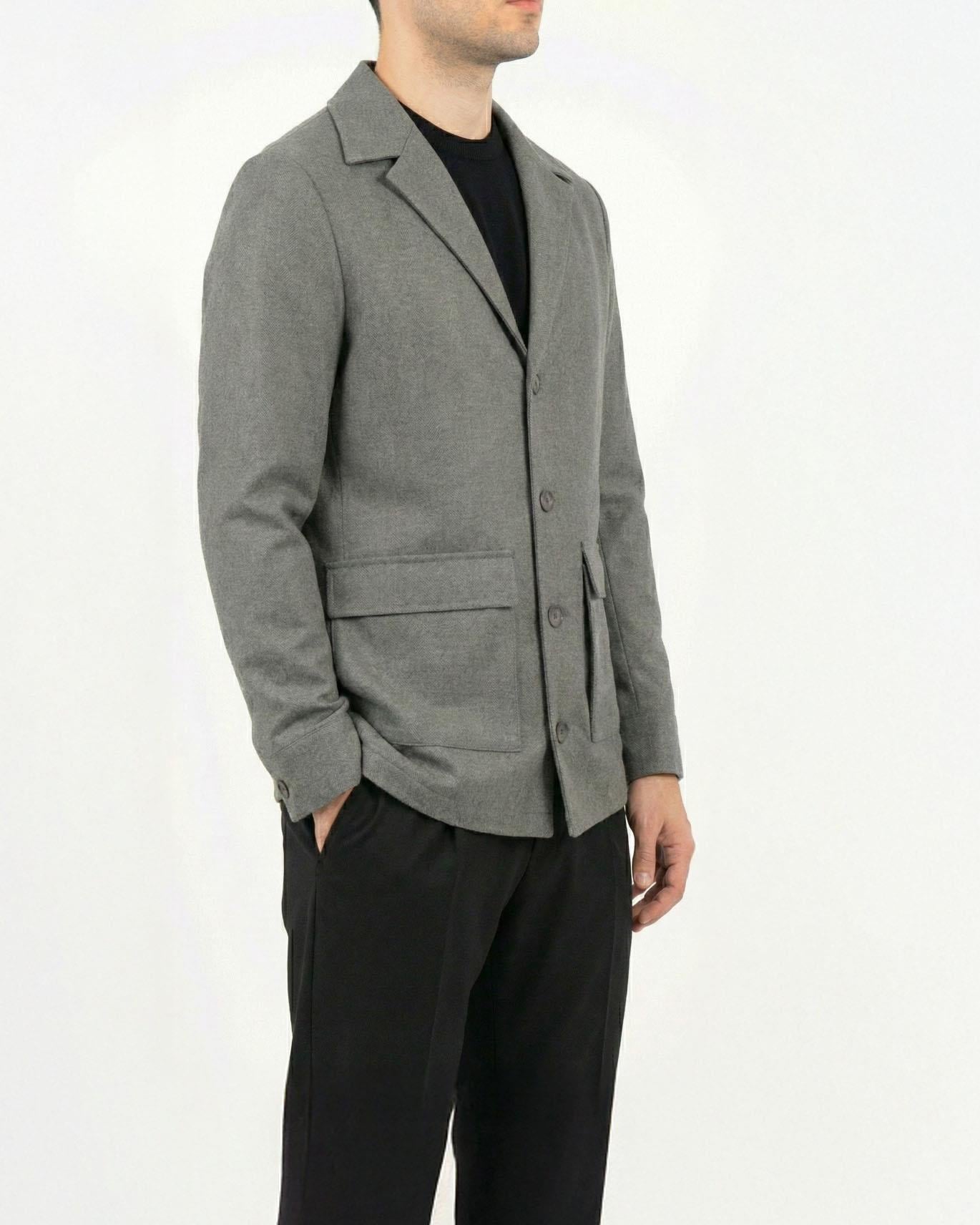 İtalyan stil slim fit erkek spor tek ceket gri T14631