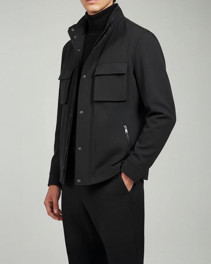 İtalyan stil slim fit fermuarlı ceket pantolon spor takım elbise siyah T14976