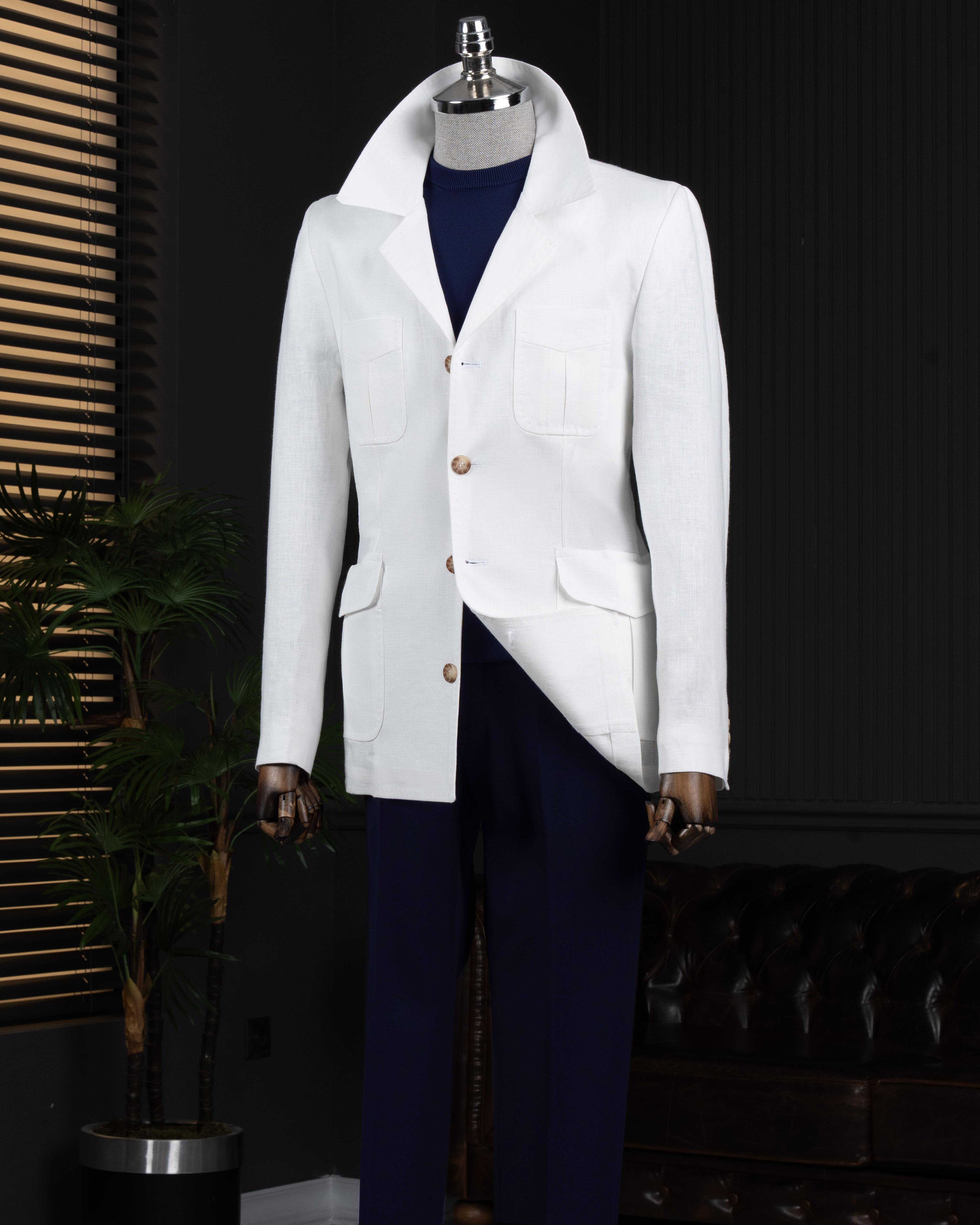 İtalyan stil slim fit spor erkek ceket ekru T13748