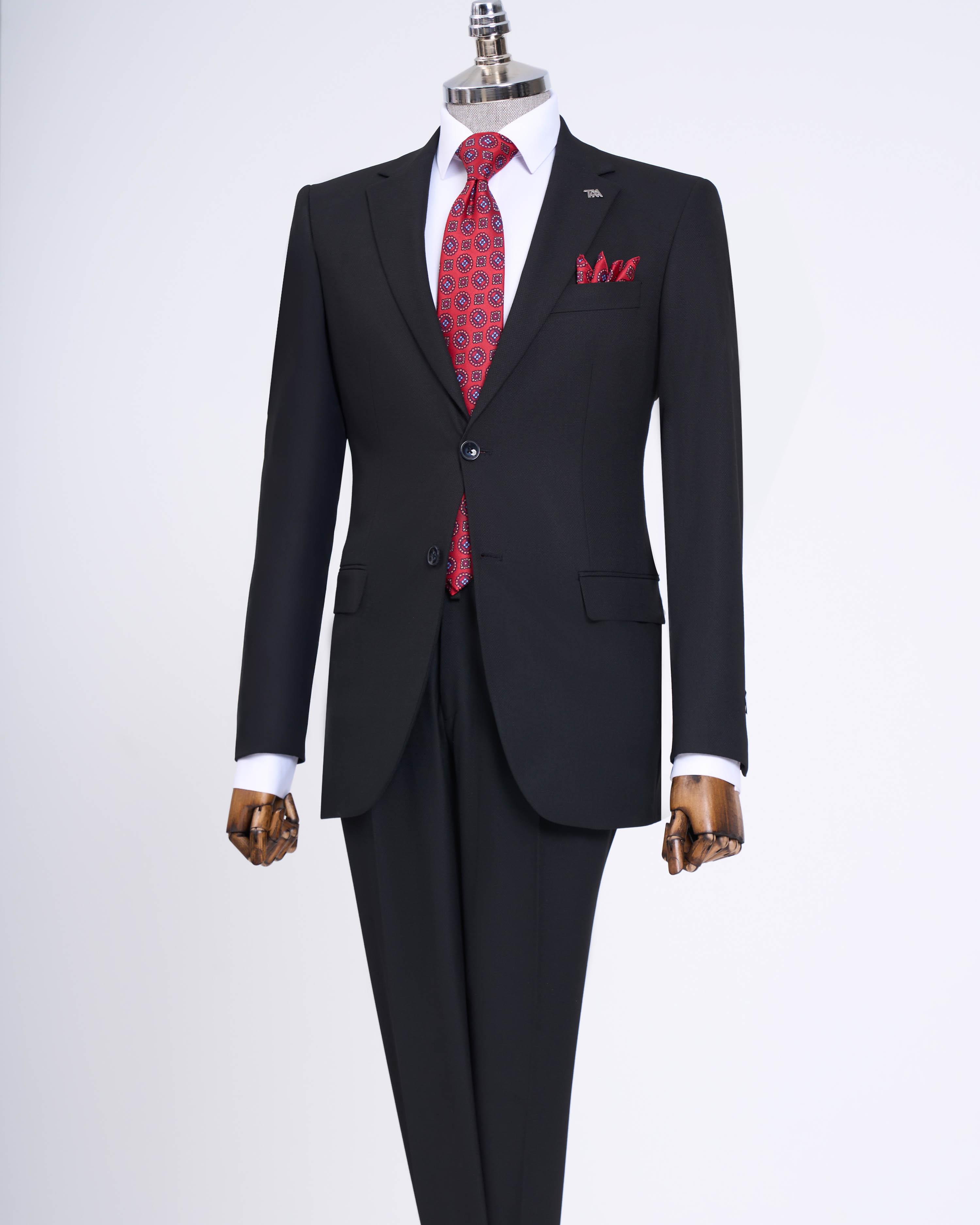 SLİM FİT CEKET PANTALON TAKIM ELBİSE SİYAH T13570