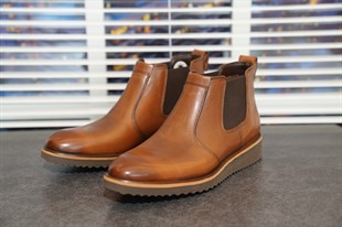 İtalyan stil iç dış naturel deri kışlık erkek bot ayakkabı camel T4040