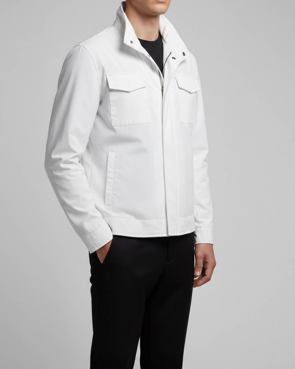 İtalyan stil slim fit erkek  mevsimlik mont beyaz T13608