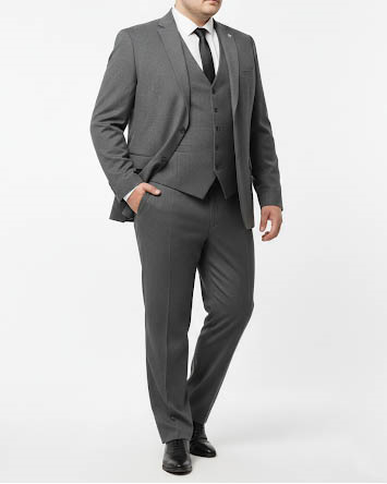 İtalyan stil battal ceket yelek pantolon takım elbise antrasit T14562