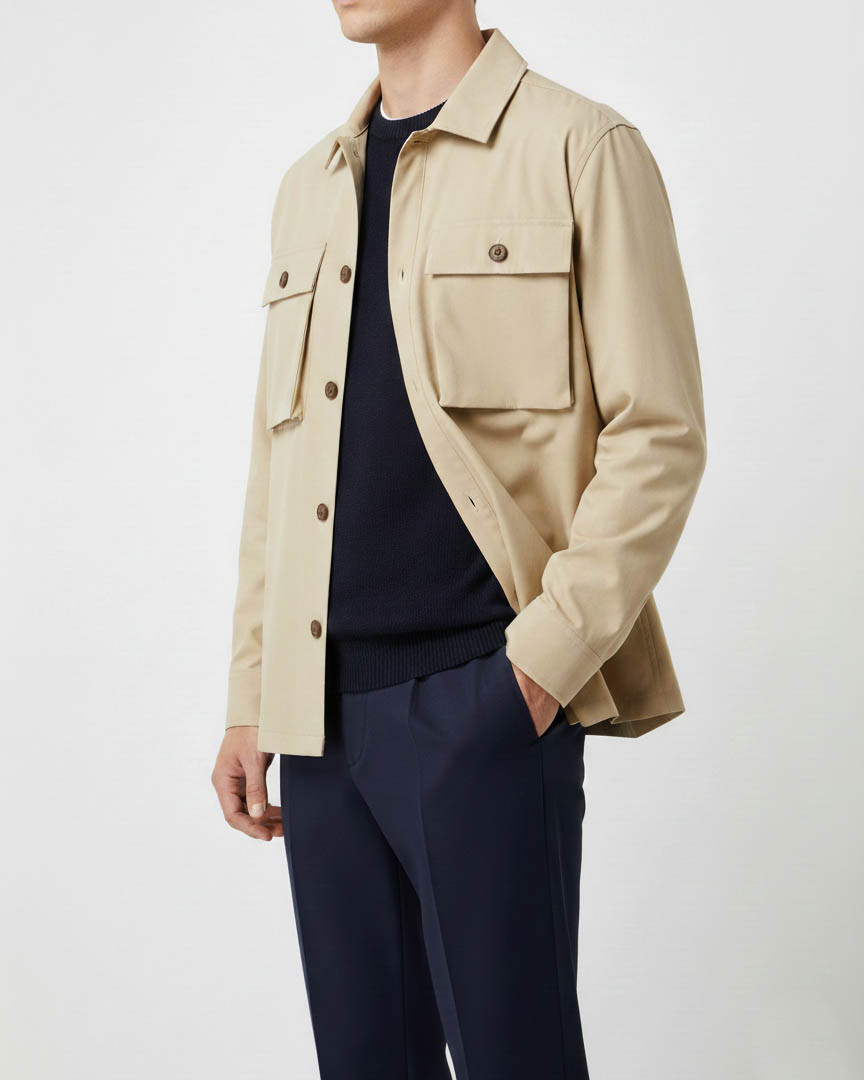 İtalyan stil erkek mevsimlik mont bej T13311