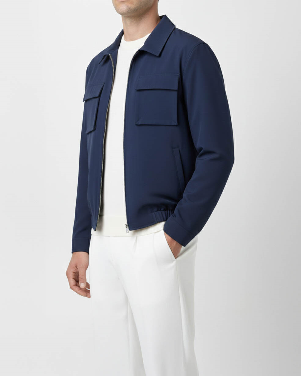 İtalyan stil slim fit erkek mevsimlik bomber ceket lacivert T10246