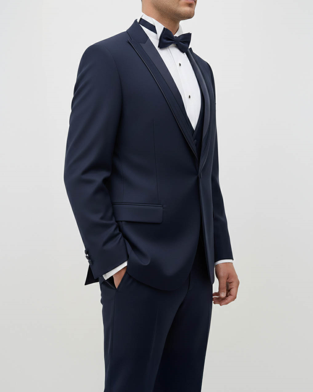 Klasik kesim ceket yelek pantolon battal damatlık set lacivert T12957