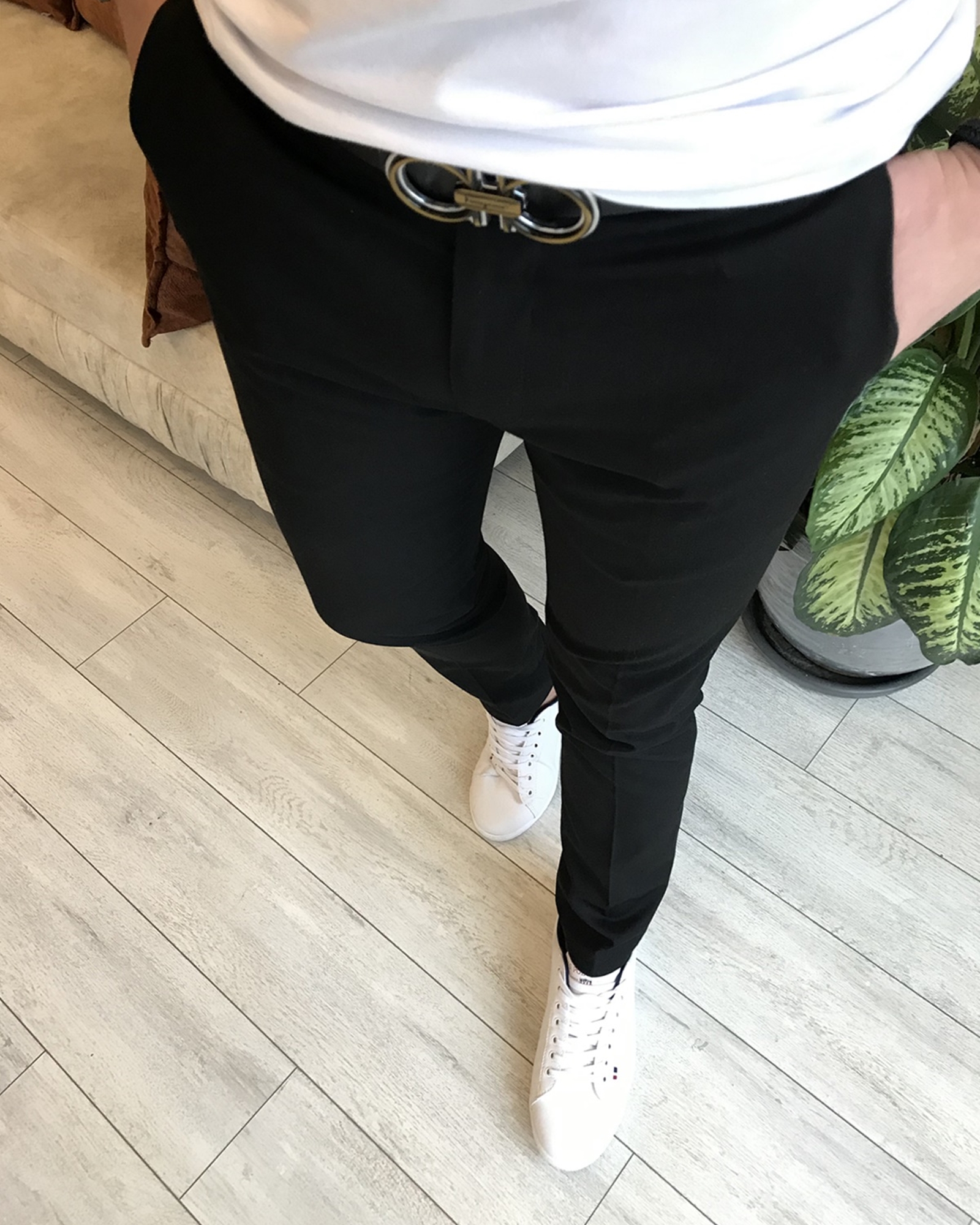 İtalyan kesim fit mevsimlik erkek siyah kumaş pantolon T3604
