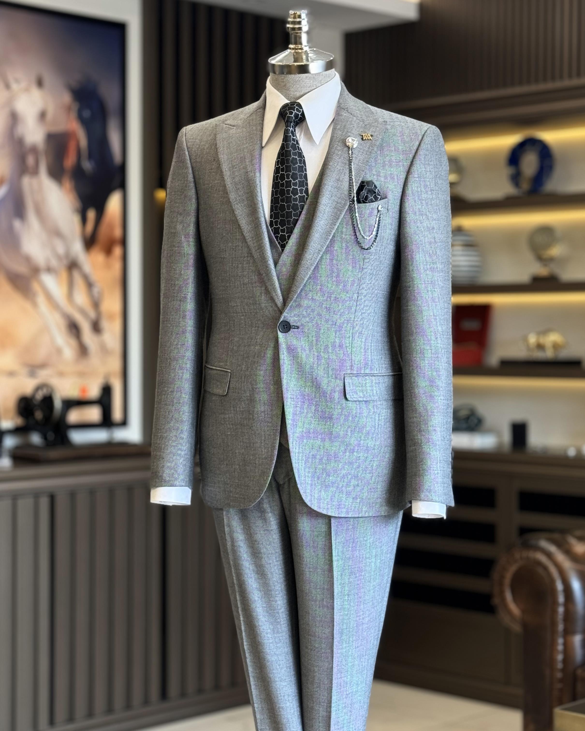 İtalyan stil ceket yelek pantolon takım elbise siyah T12863