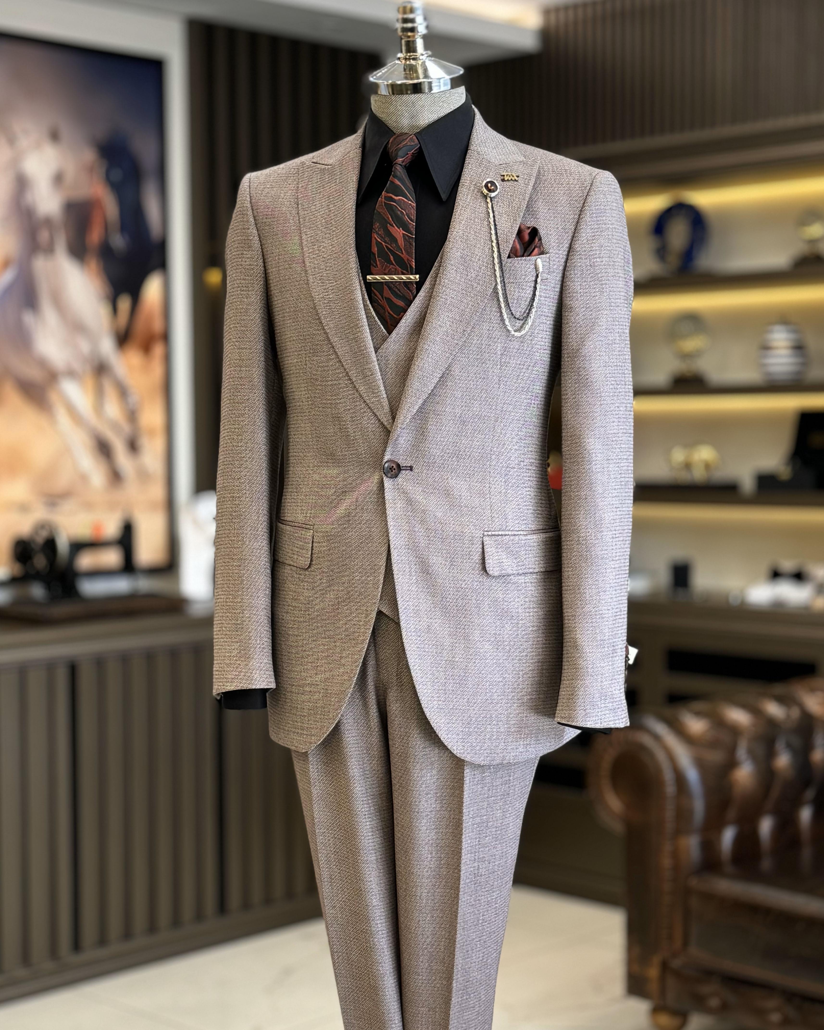 İtalyan stil ceket yelek pantolon takım elbise bordo T12561
