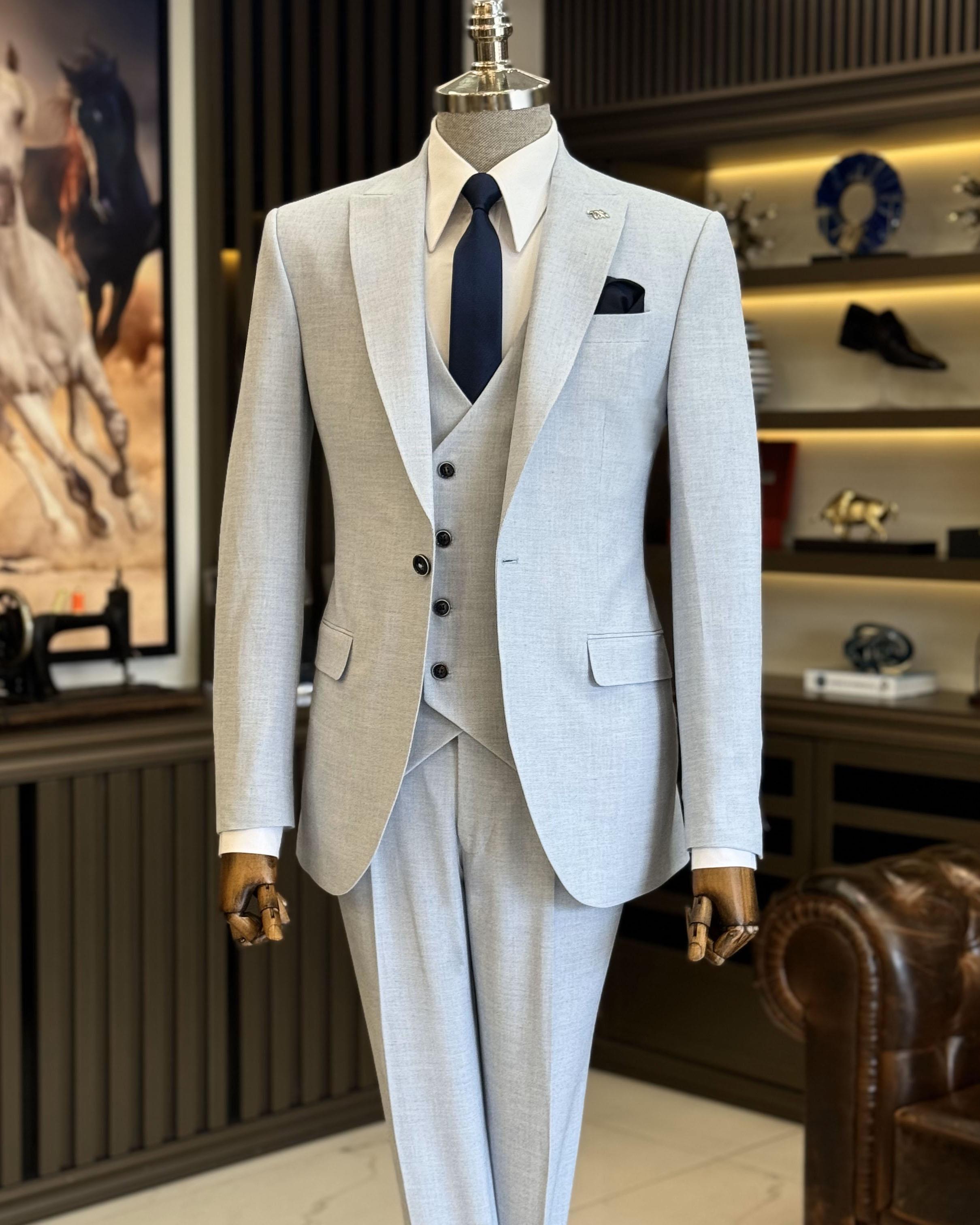 İtalyan stil ceket yelek pantolon takım elbise mavi T12528