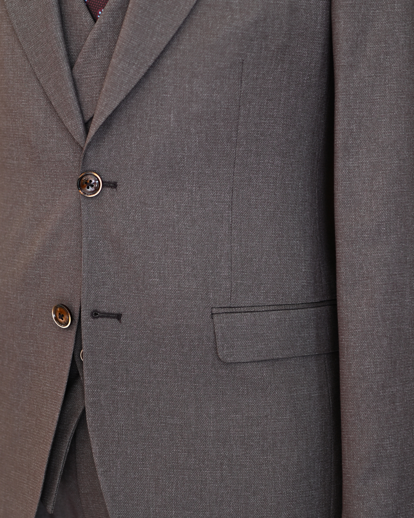 Italian style jacket vest pleated trouser suit brown T11316