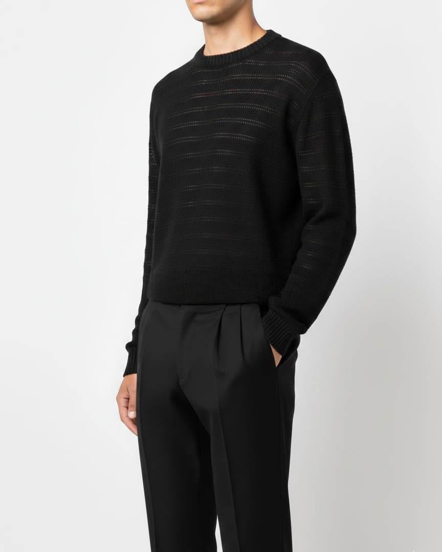 İtalyan stil erkek bisiklet yaka triko kazak siyah T13138