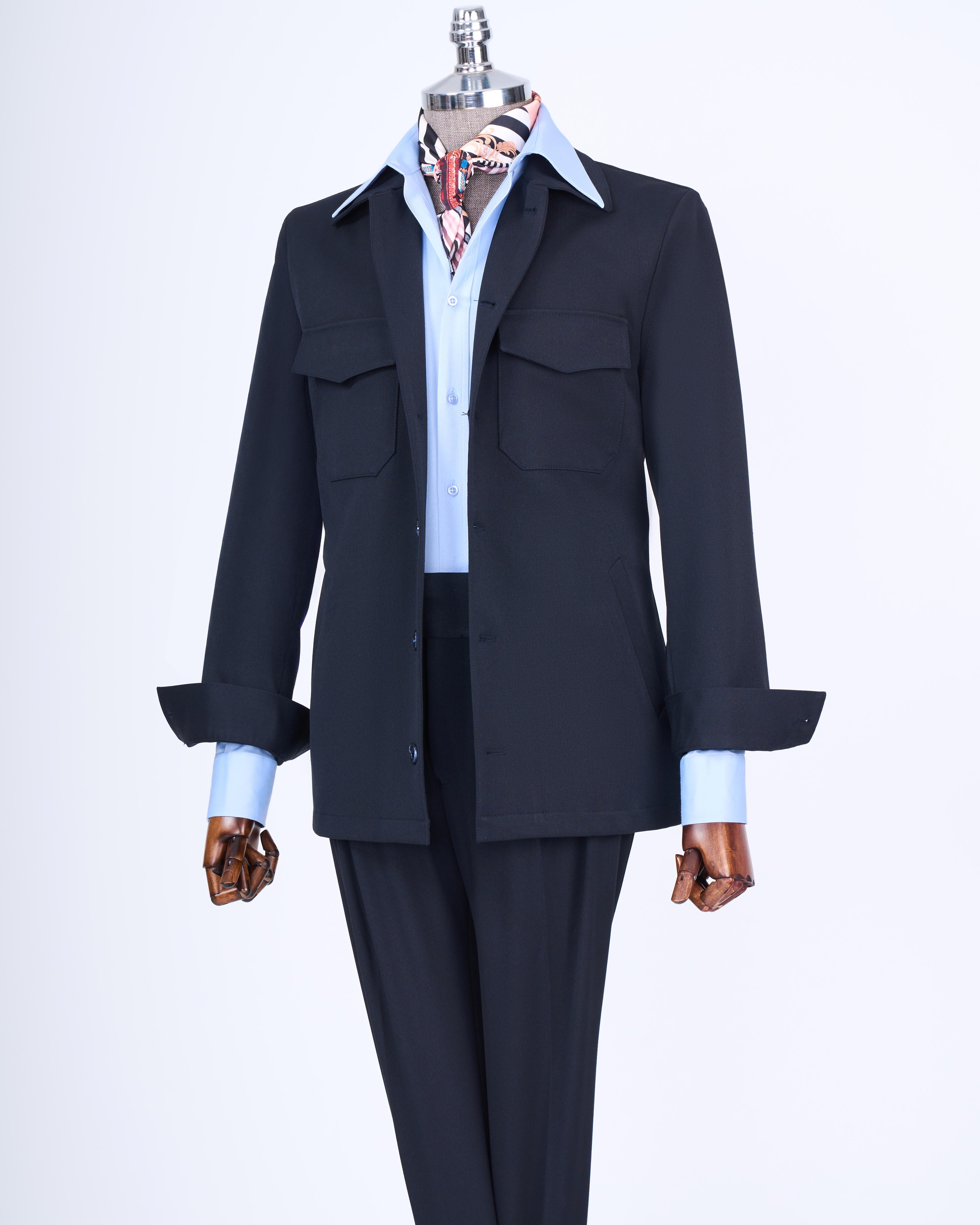 İtalyan stil erkek ceket pantolon spor takım elbise lacivert T13276