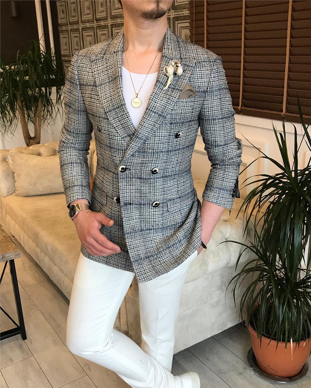 İtalyan stil erkek slim fit blazer tek ceket çok renk T5929