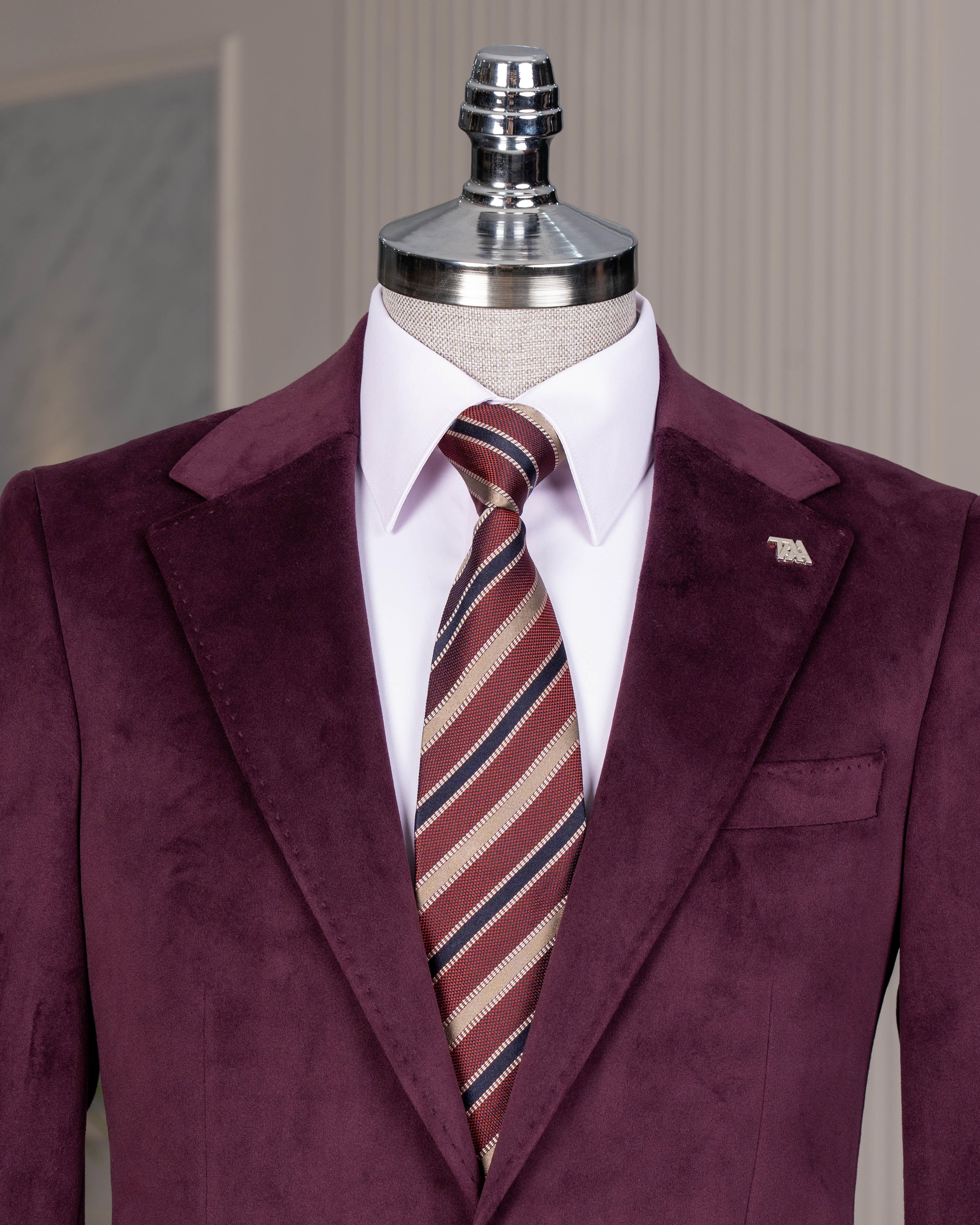 İtalyan stil kadife erkek tek ceket bordo T11044