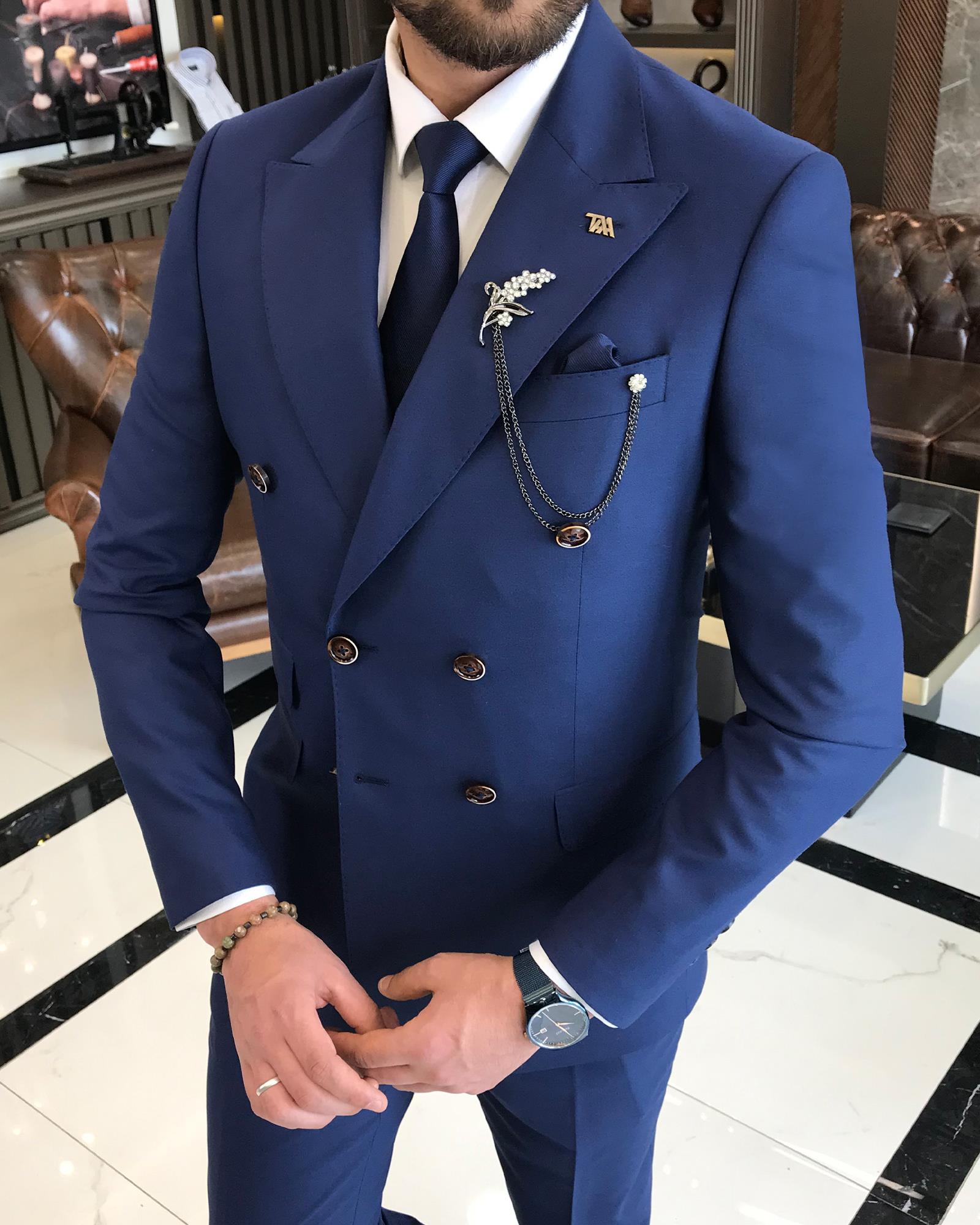 İtalyan stil kruvaze ceket pantolon takım elbise parlement T9104