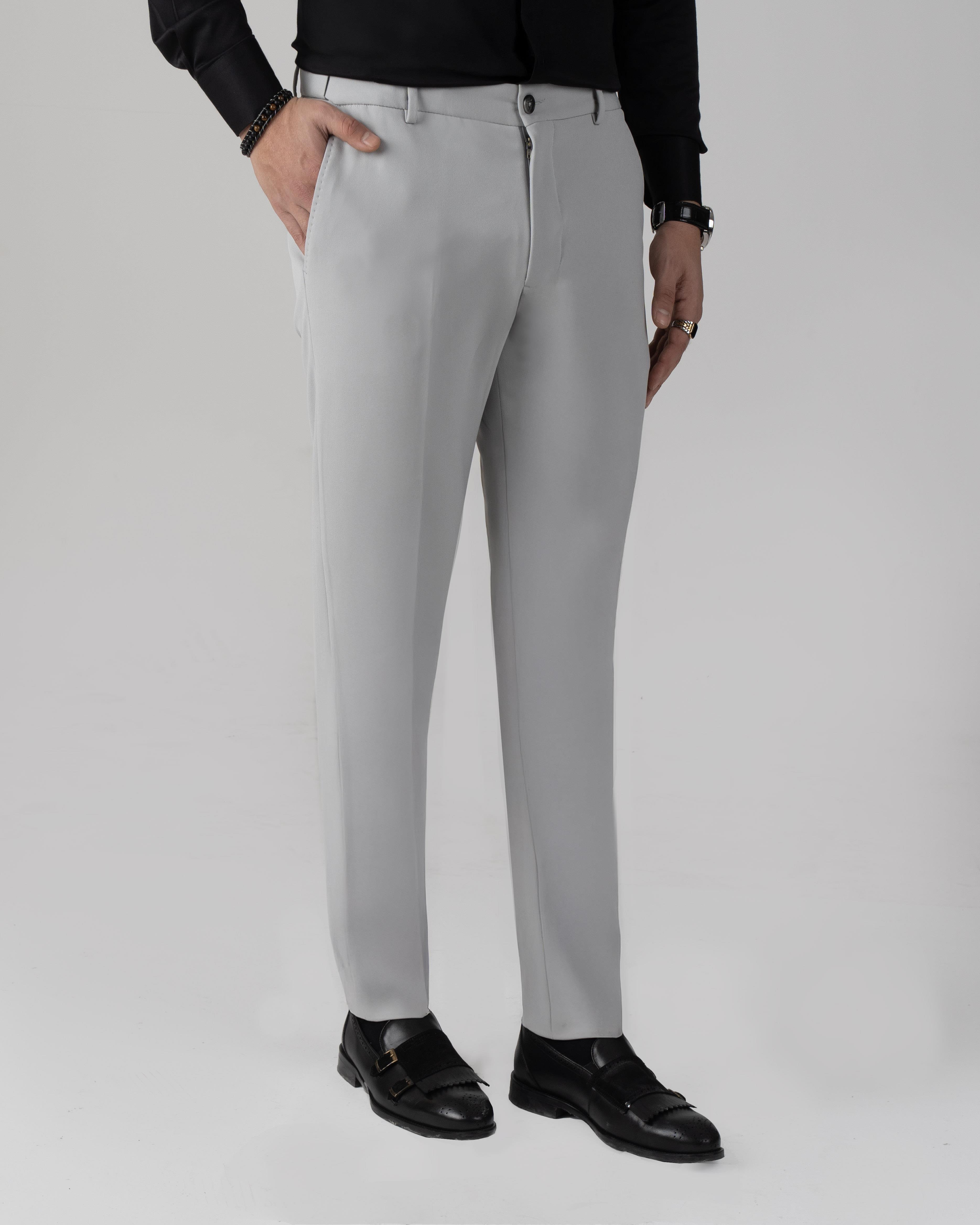 İtalyan stil slim fit bel detaylı erkek pantolon gri T13953