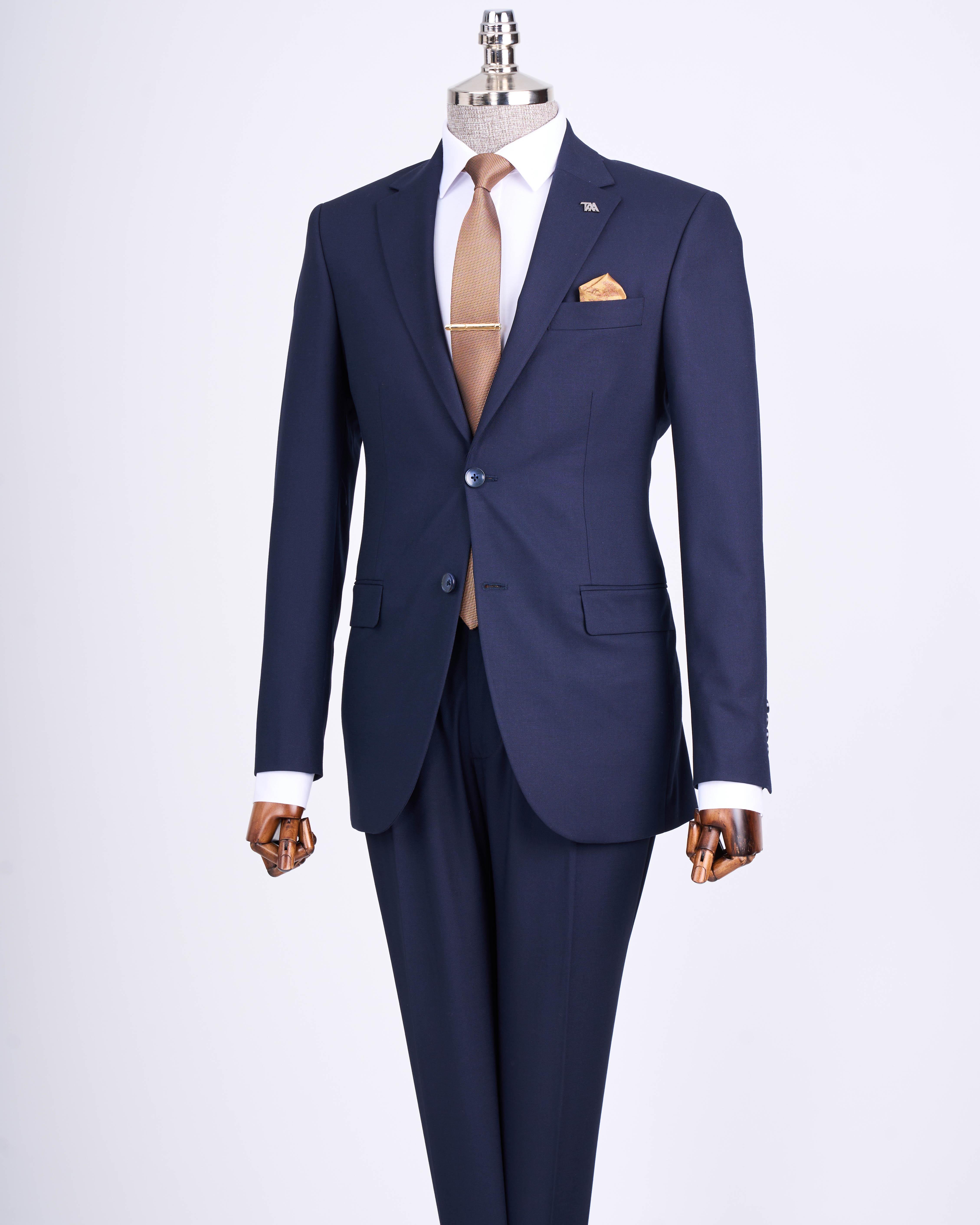 İtalyan stil slim fit ceket pantalon erkek takım elbise lacivert T13512