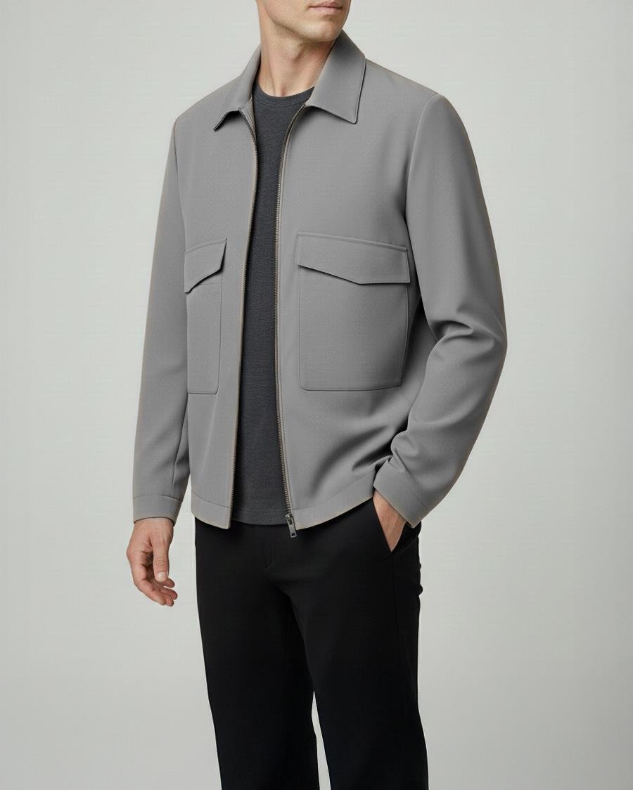 Italyan stil slim fit cep detaylı mevsimlik ince mont vizon T11809