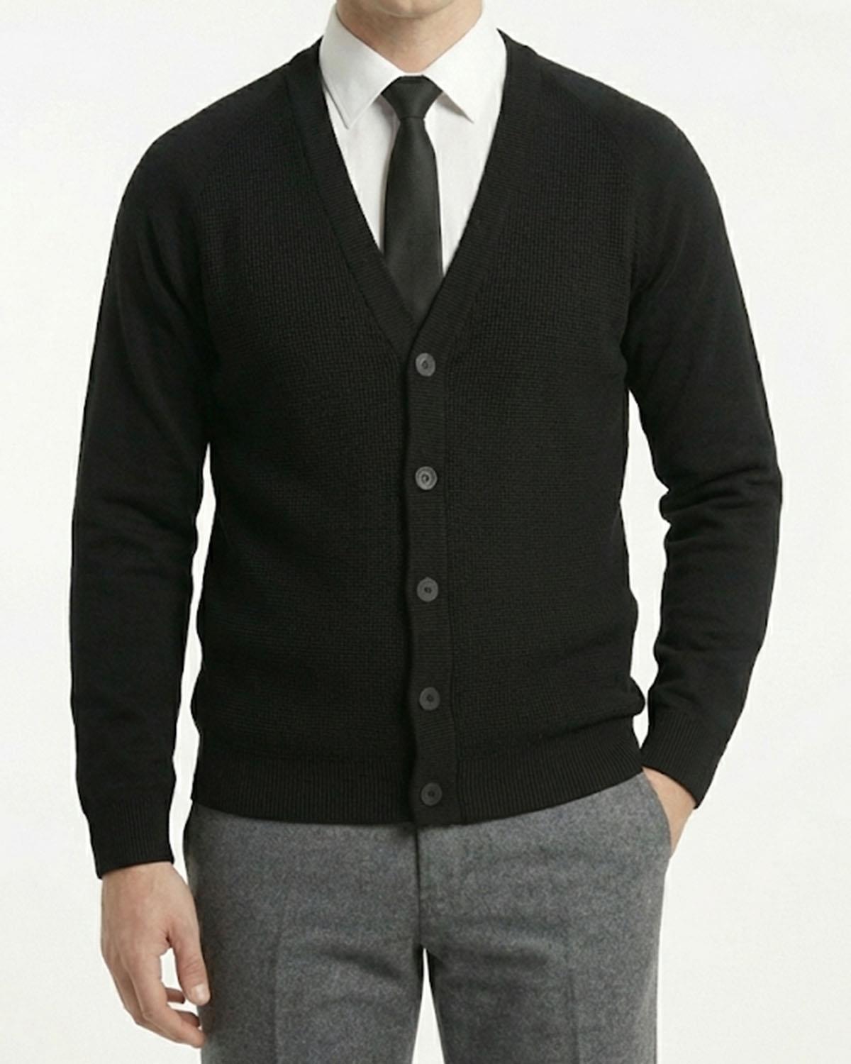 İtalyan stil slim fit erkek hırka siyah T13220