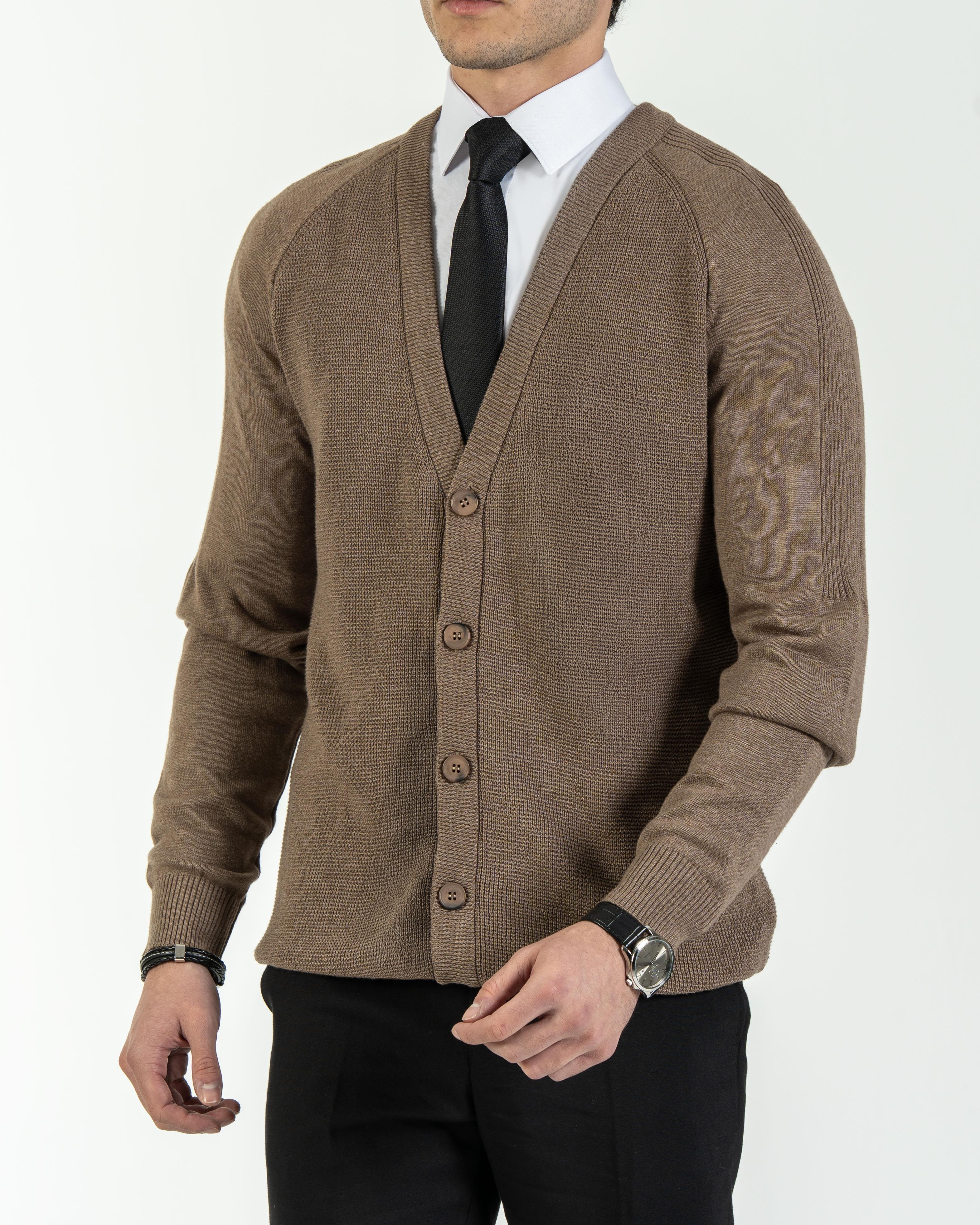 İtalyan stil slim fit erkek hırka vizon  T13221