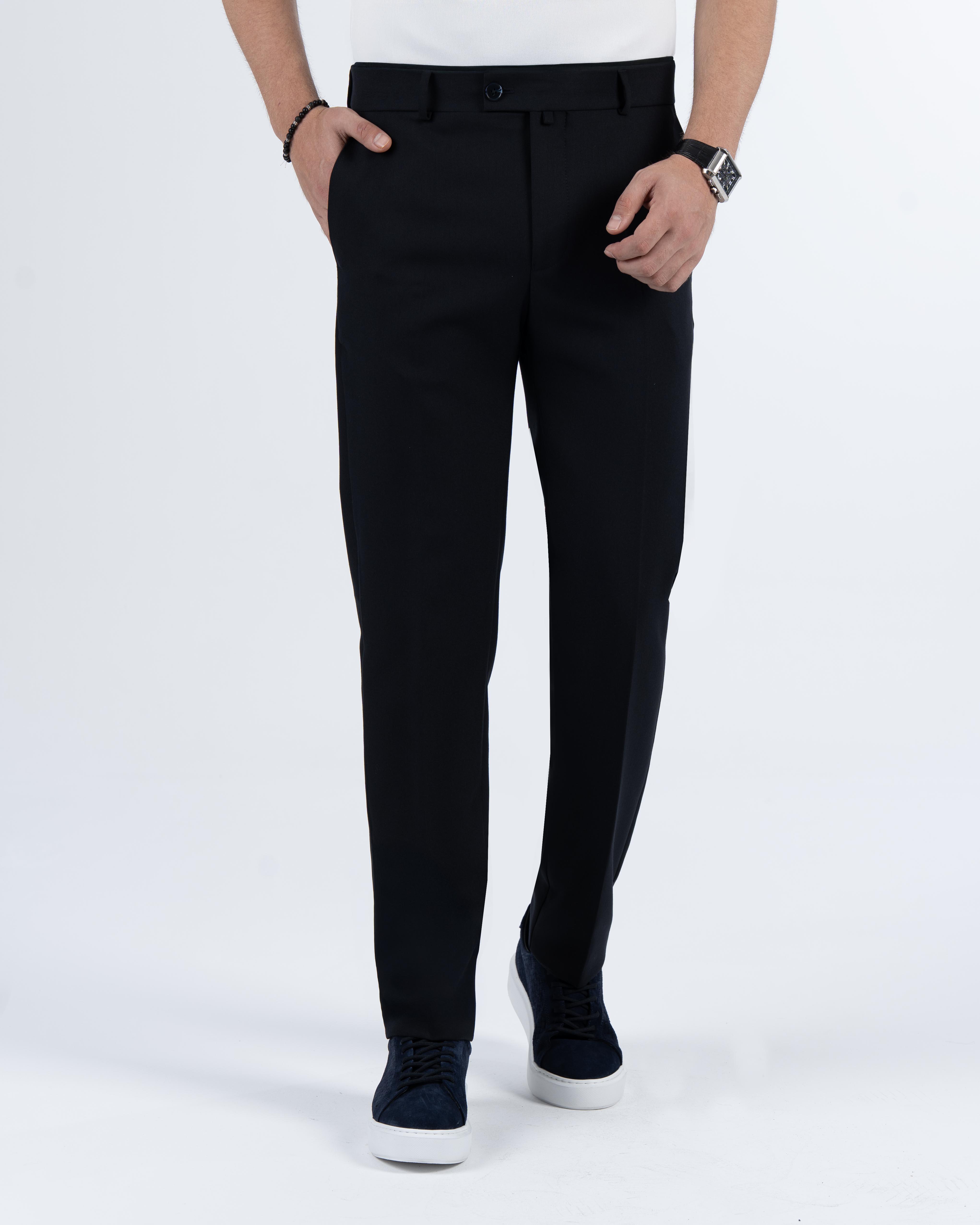 İtalyan stil slim fit erkek kumaş pantolon lacivert T13515