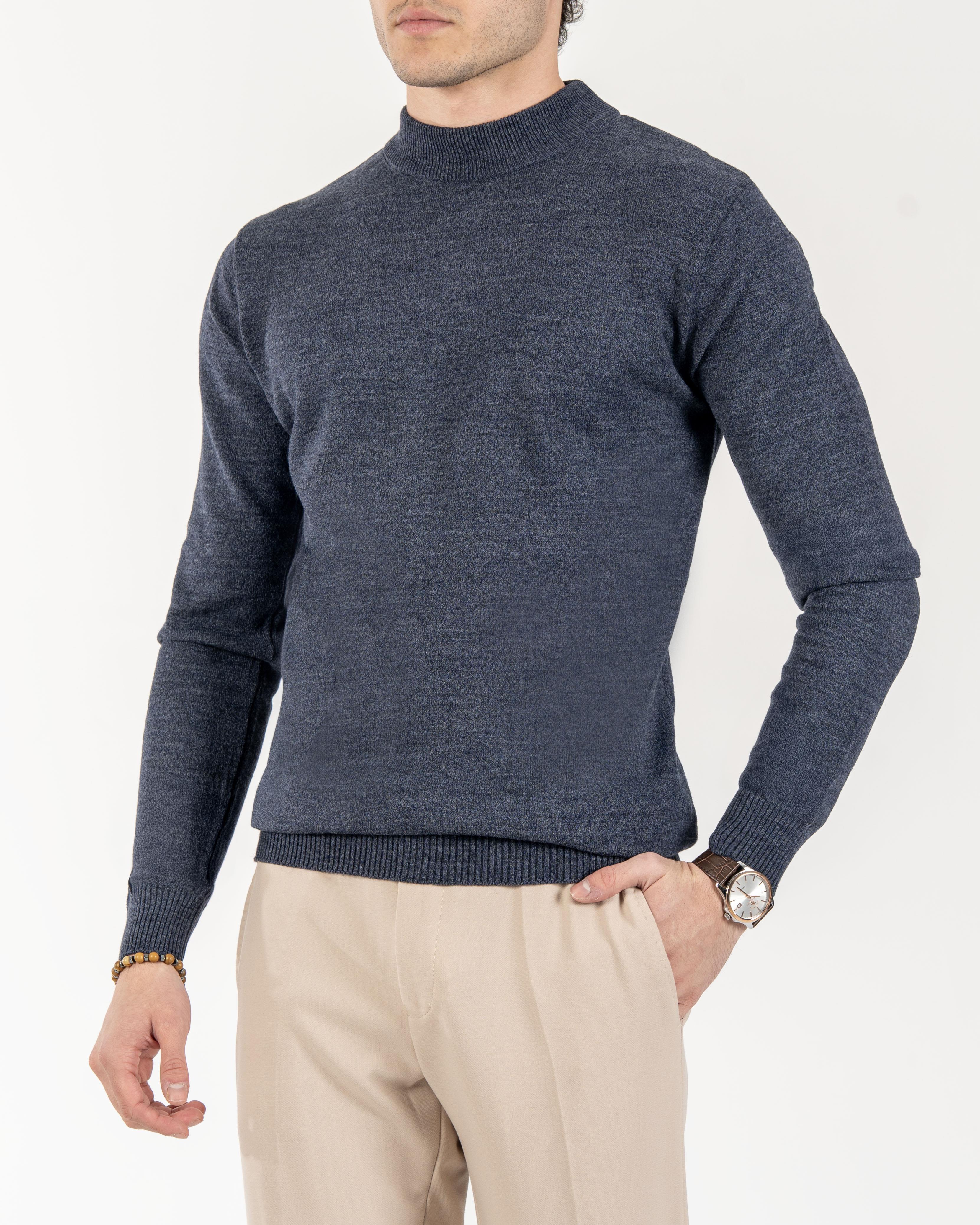 İtalyan stil slim fit erkek yarım boğazlı triko kazak lacivert T13116