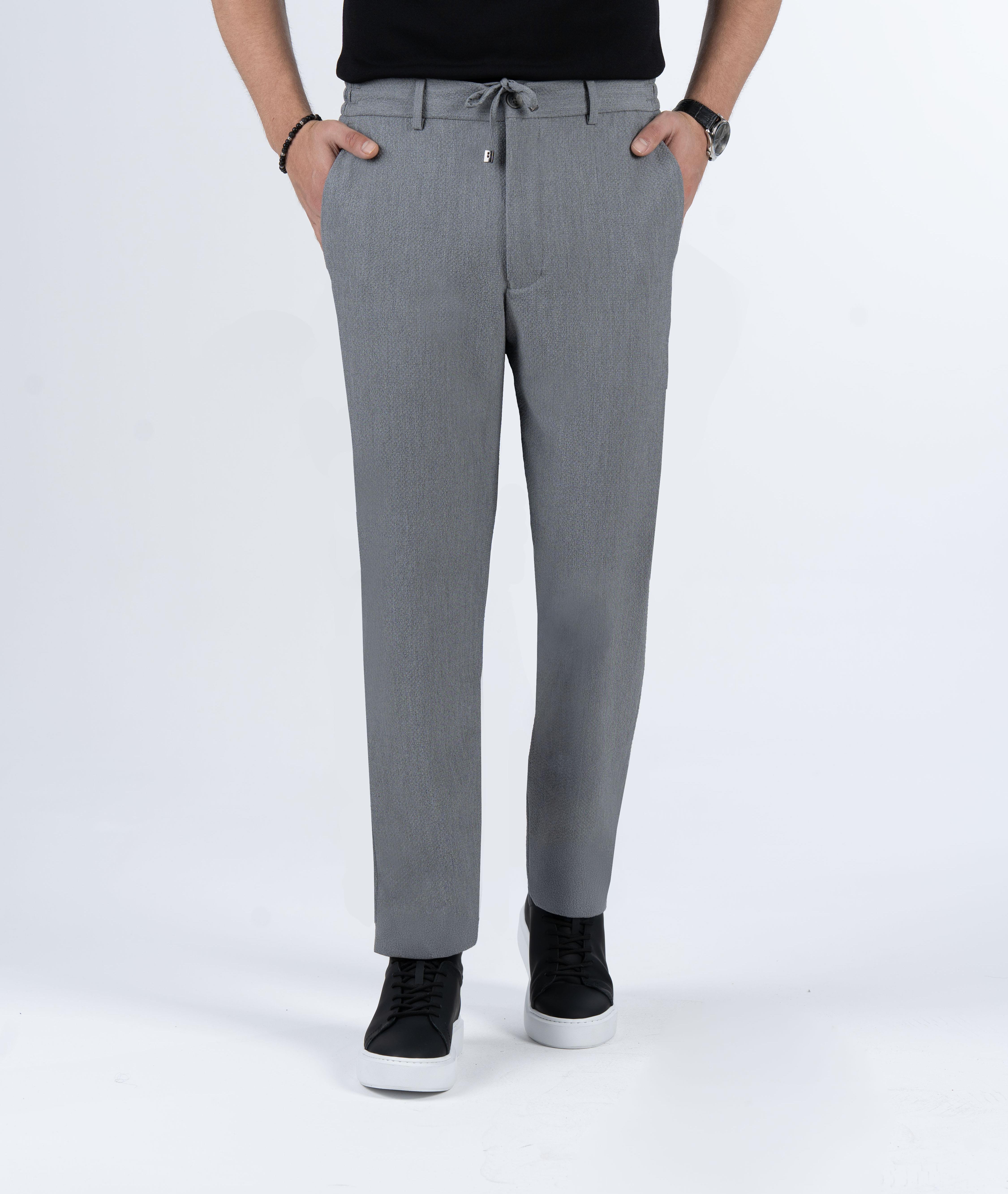 İtalyan stil slim fit gofre kumaş erkek pantalon antrasit T13688