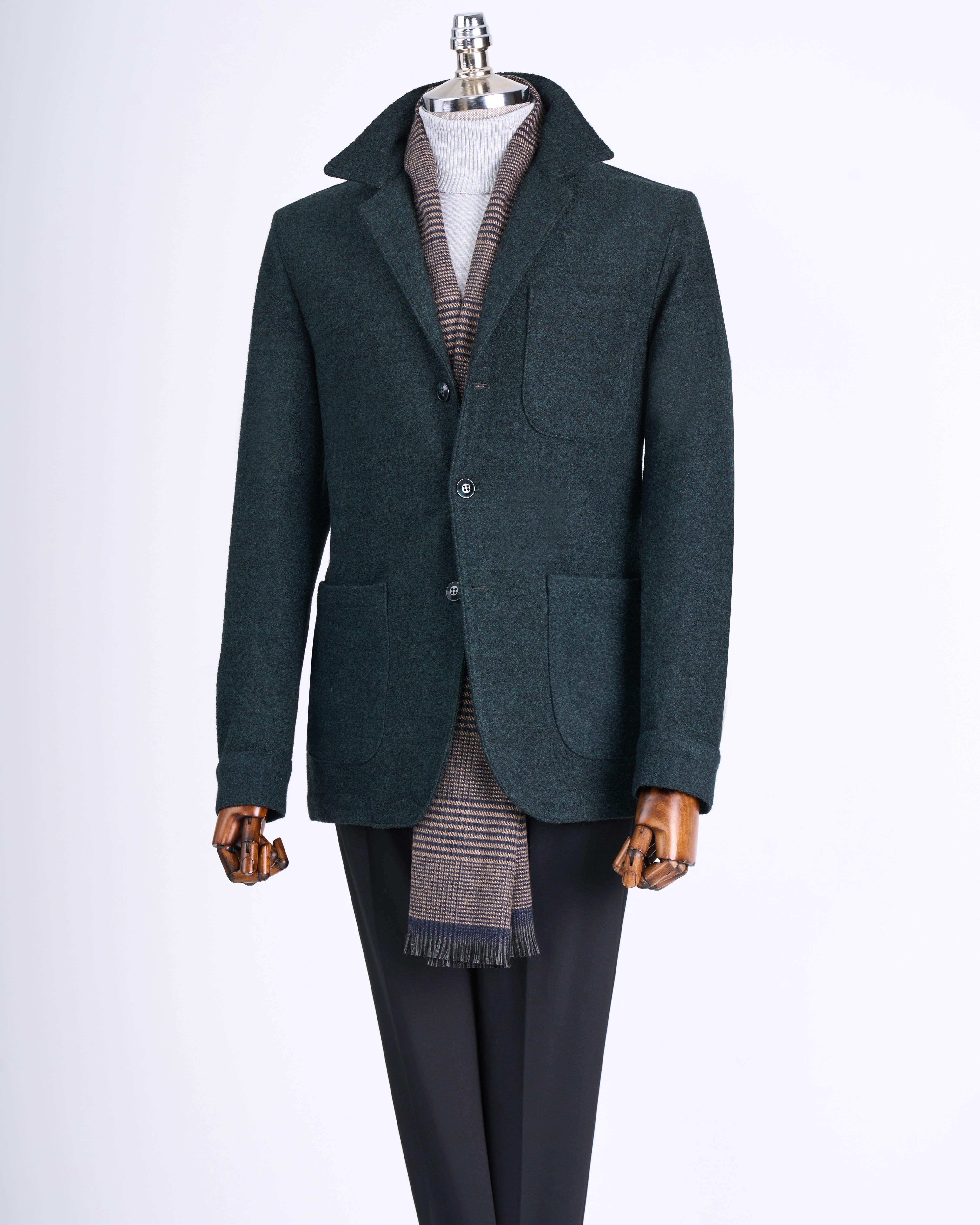İtalyan stil slim fit kaşe spor tek ceket erkek yeşili T13546