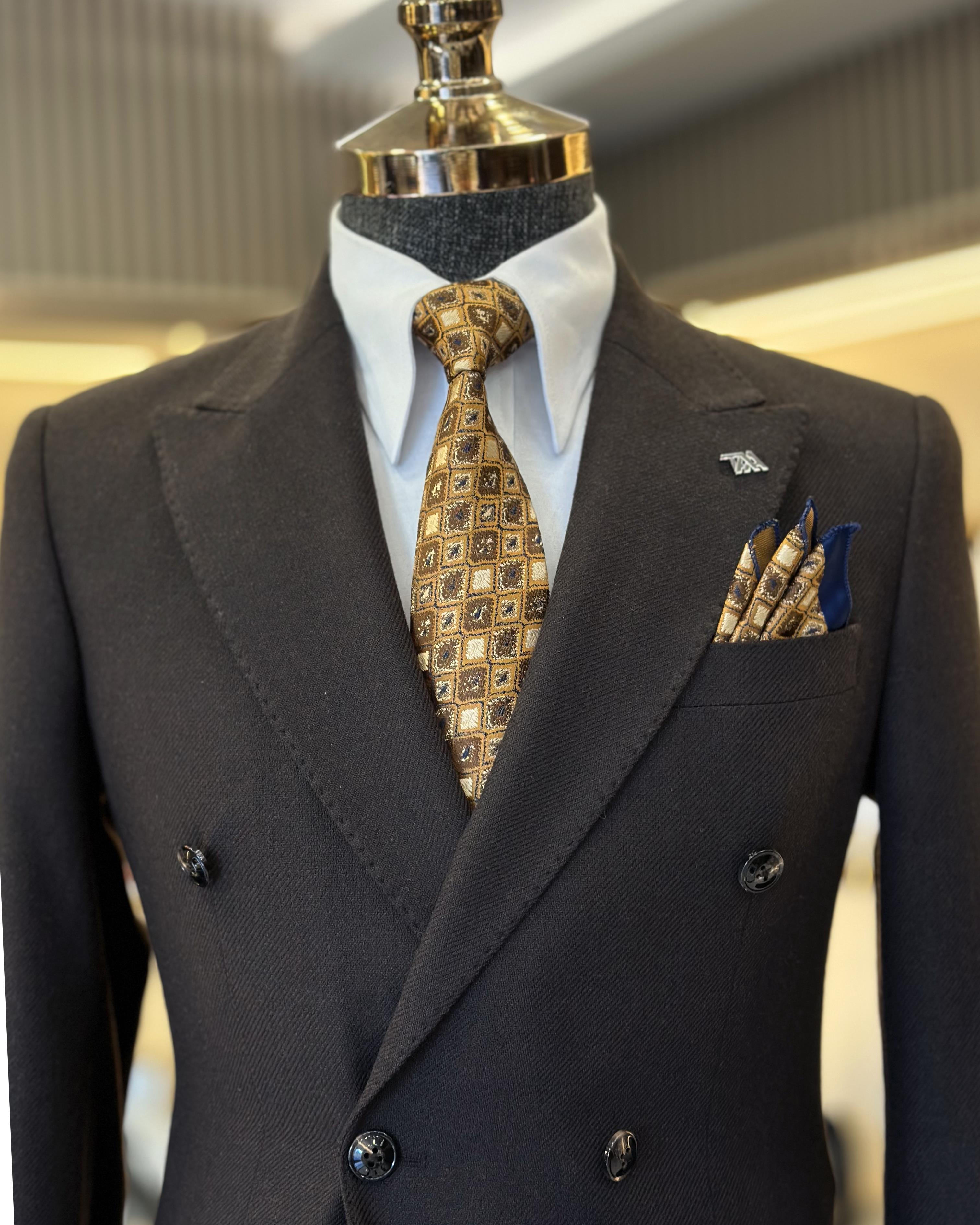 TerziAdemAltun İtalyan stil slim fit kruvaze erkek ceket